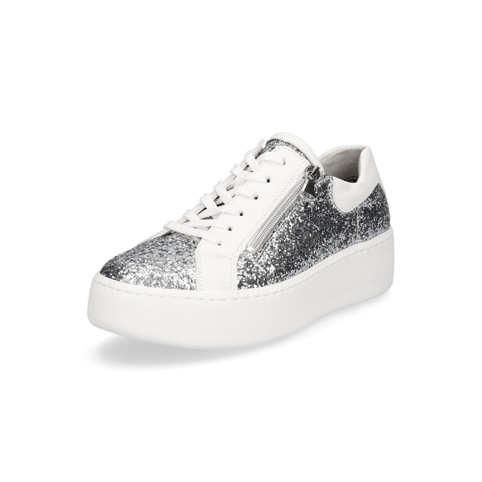 Waldläufer Damen Sneaker Nicky silber weiß Glitzer