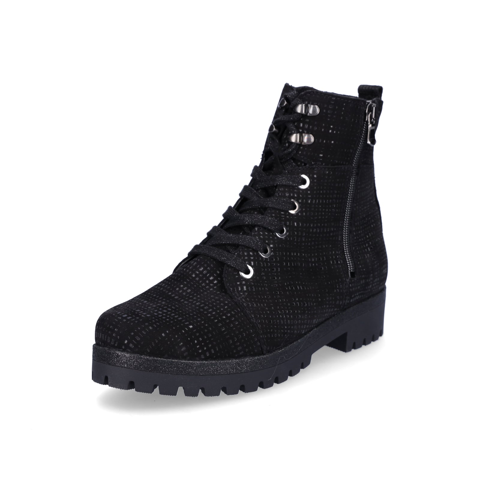 Waldläufer Damen Schnürstiefelette schwarz metallic