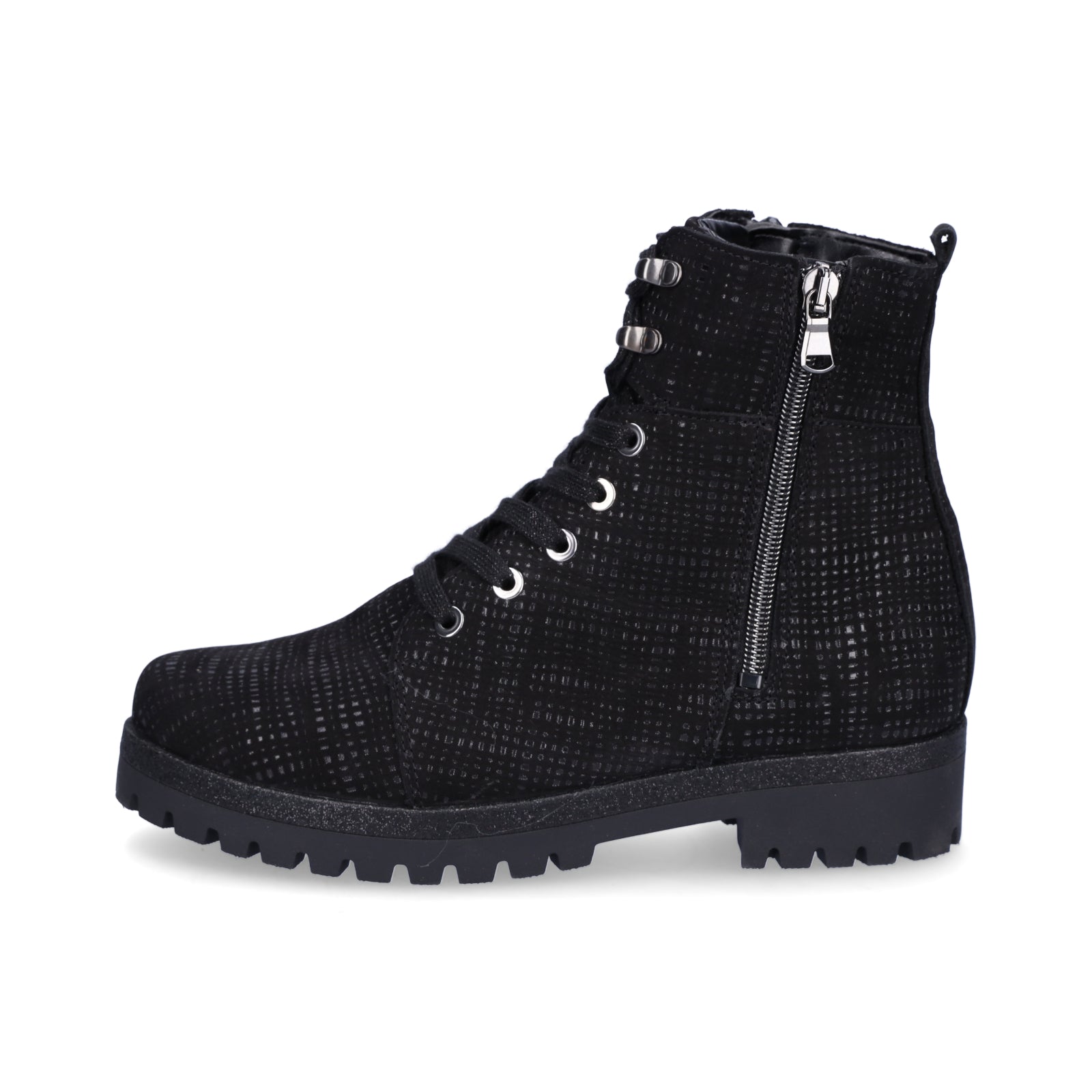 Waldläufer Damen Schnürstiefelette schwarz metallic