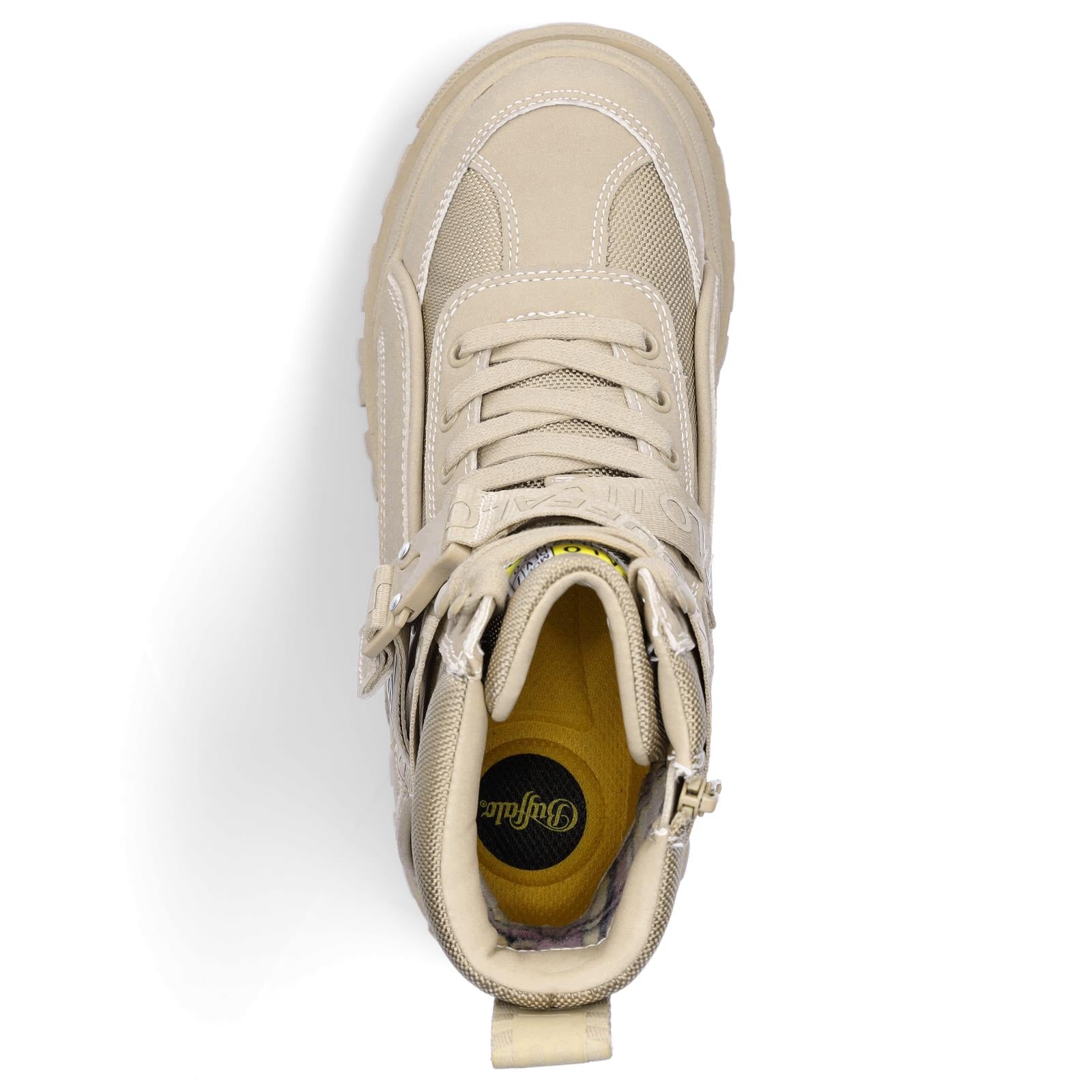 Buffalo Damen Plateau Schnürboot vegan beige