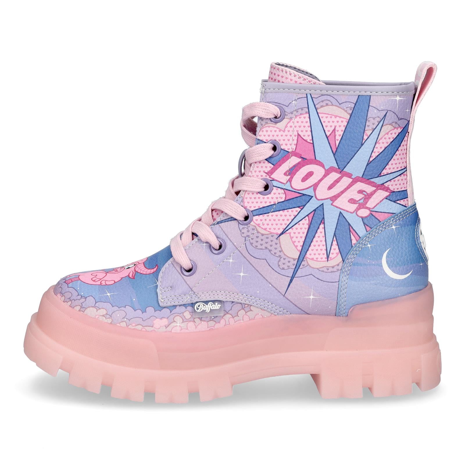 Buffalo Damen Schnürboot Aspha Comic rosa