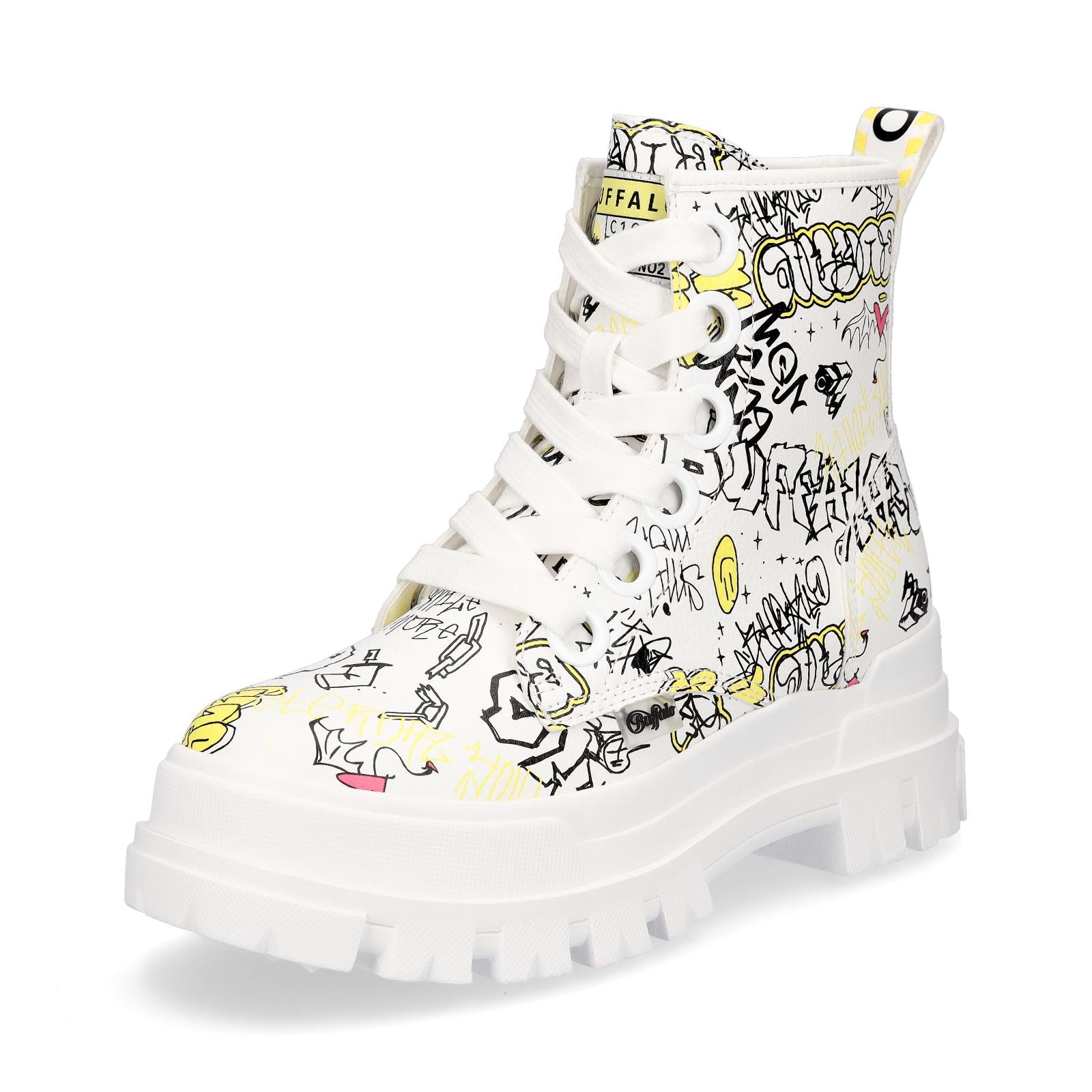 Buffalo Damen Schnürboot Aspha Graffiti weiß