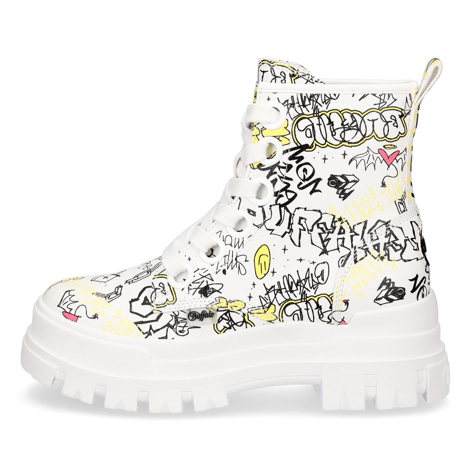 Buffalo Damen Schnürboot Aspha Graffiti weiß