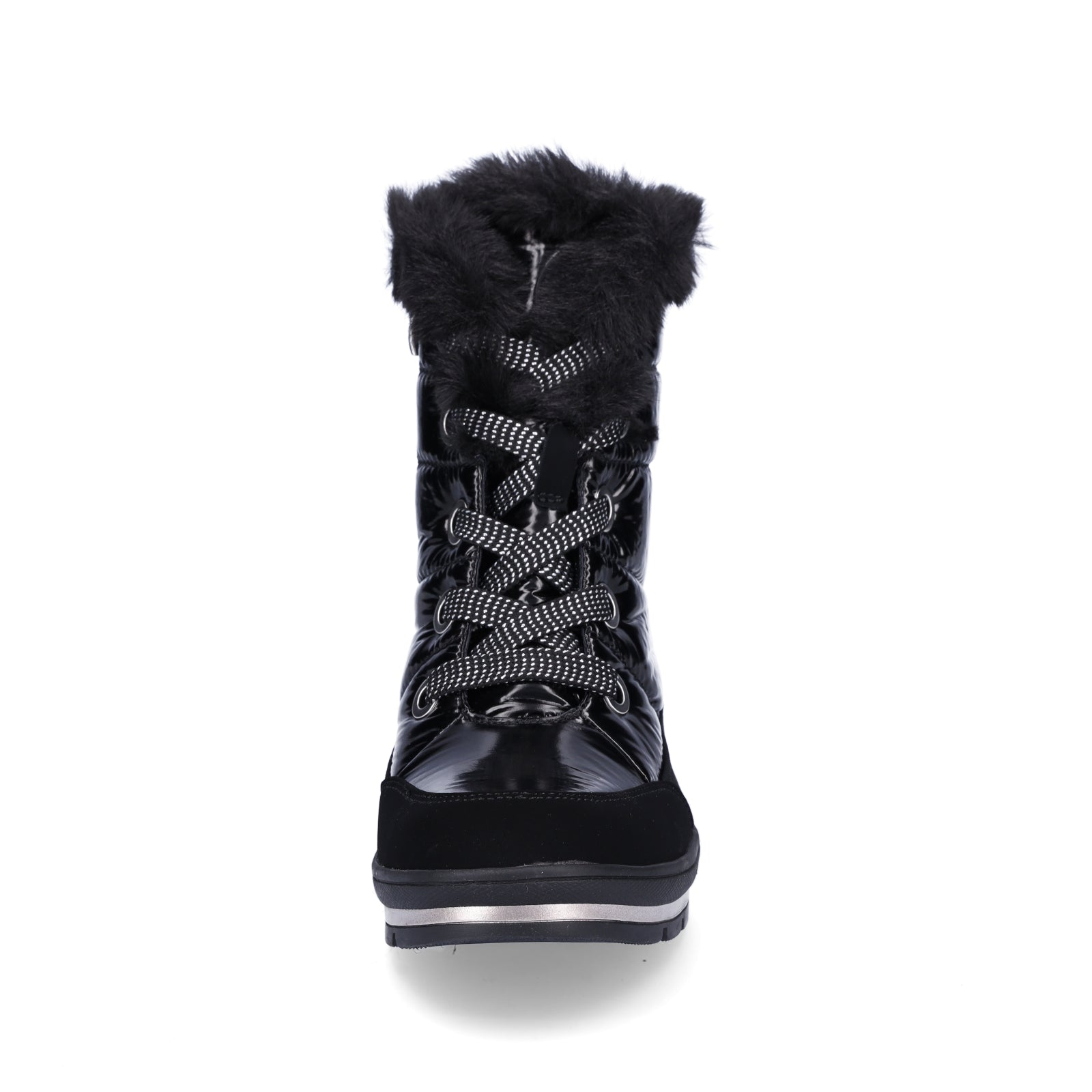 Caprice women's lace-up boot black patent