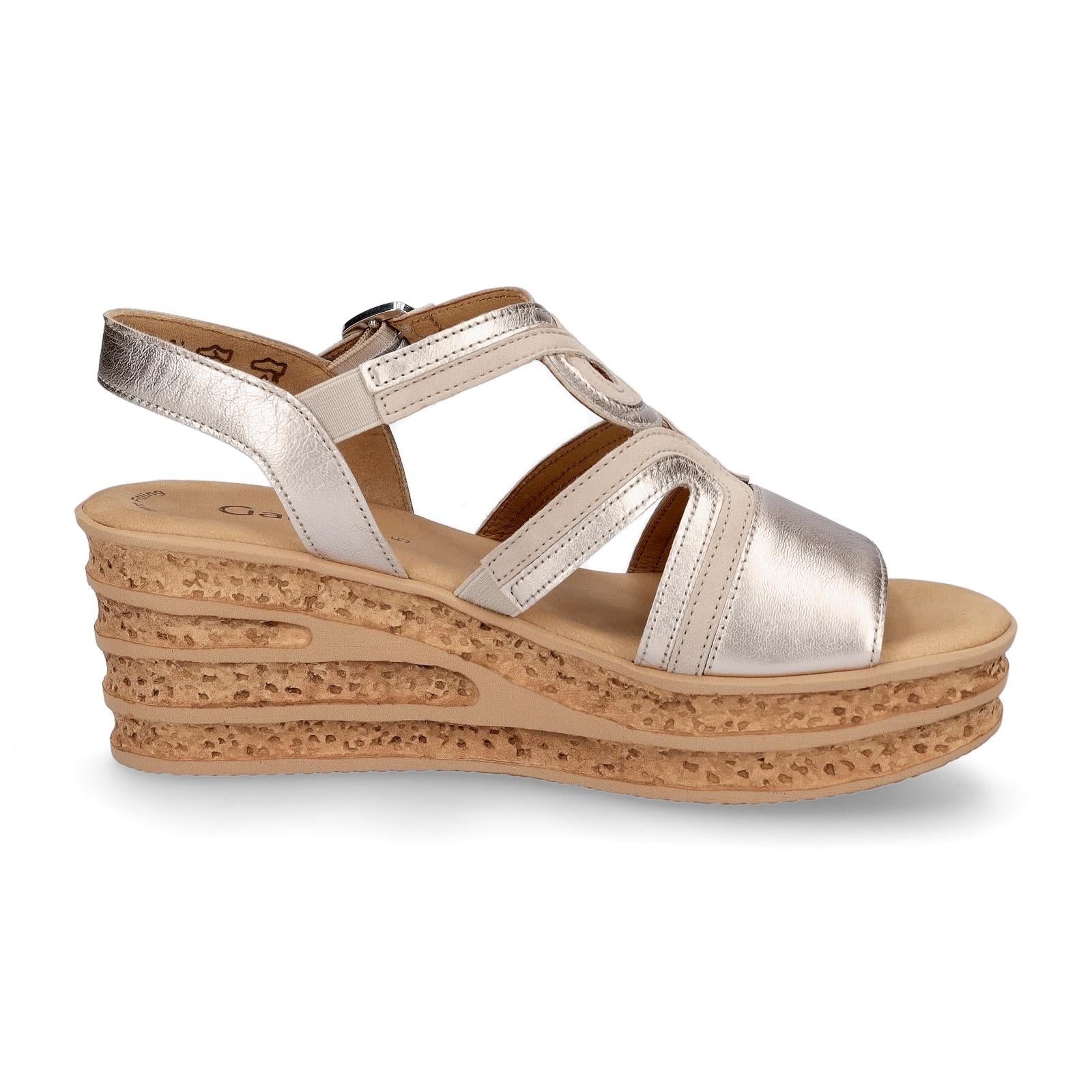 Gabor women's wedge sandals beige metallic