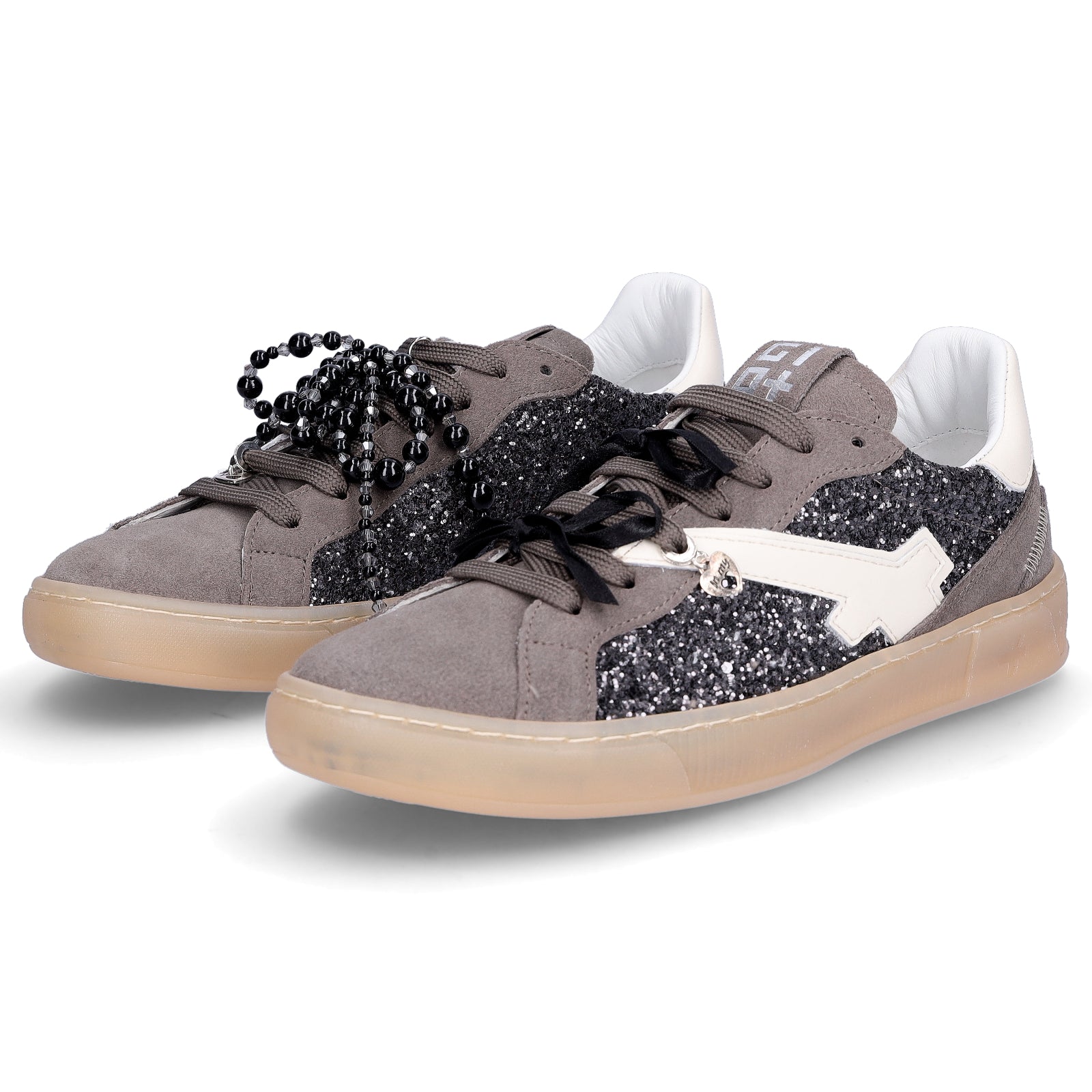 Gio+ Damen Sneaker grau Glitzer