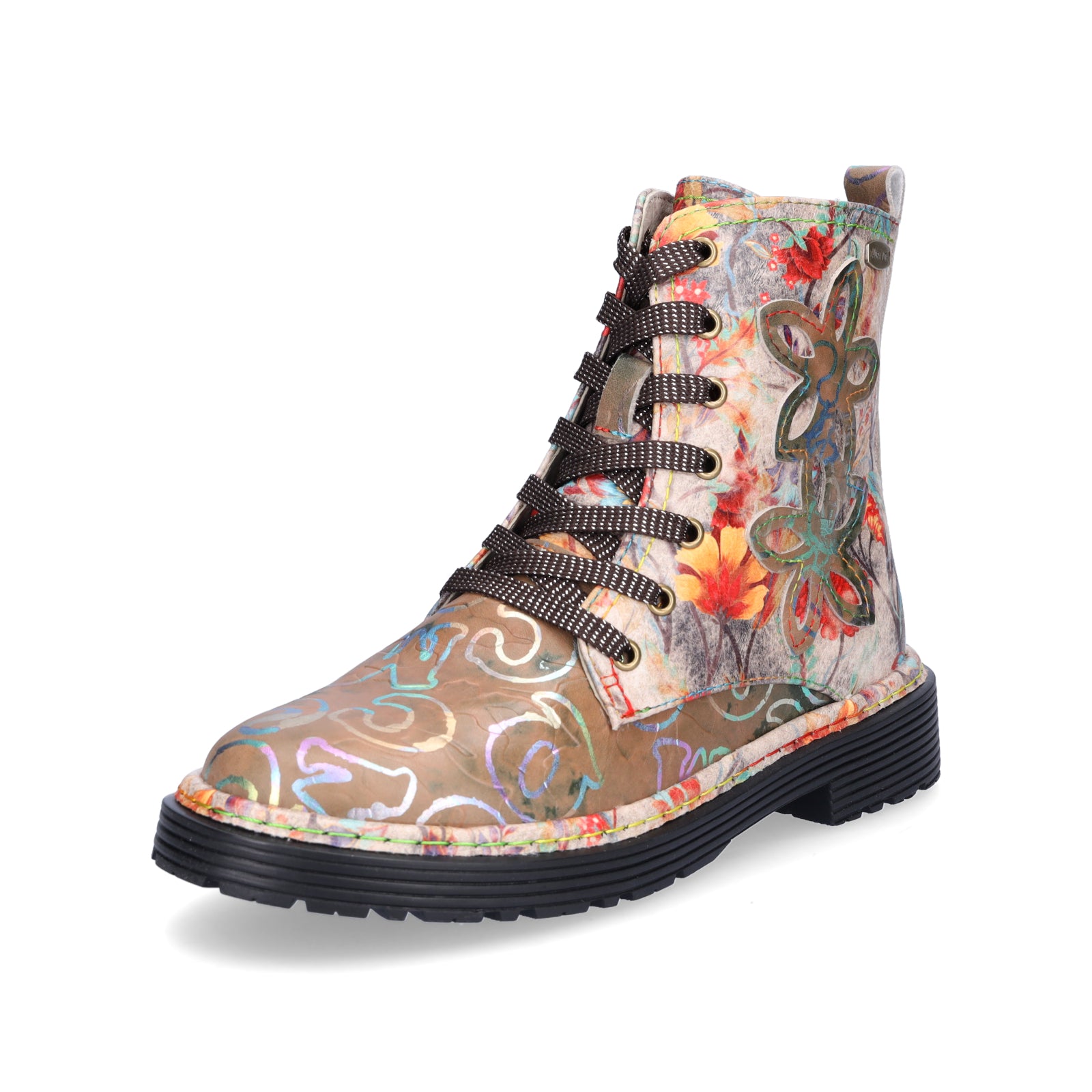Laura Vita Damen Schnürboot beige multi