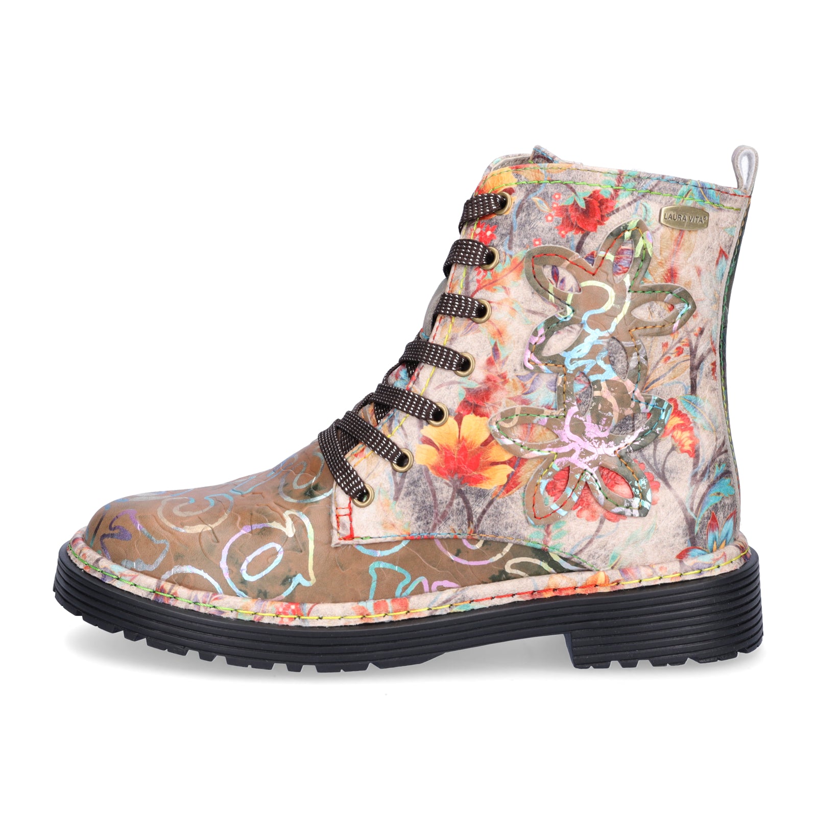 Laura Vita Damen Schnürboot beige multi