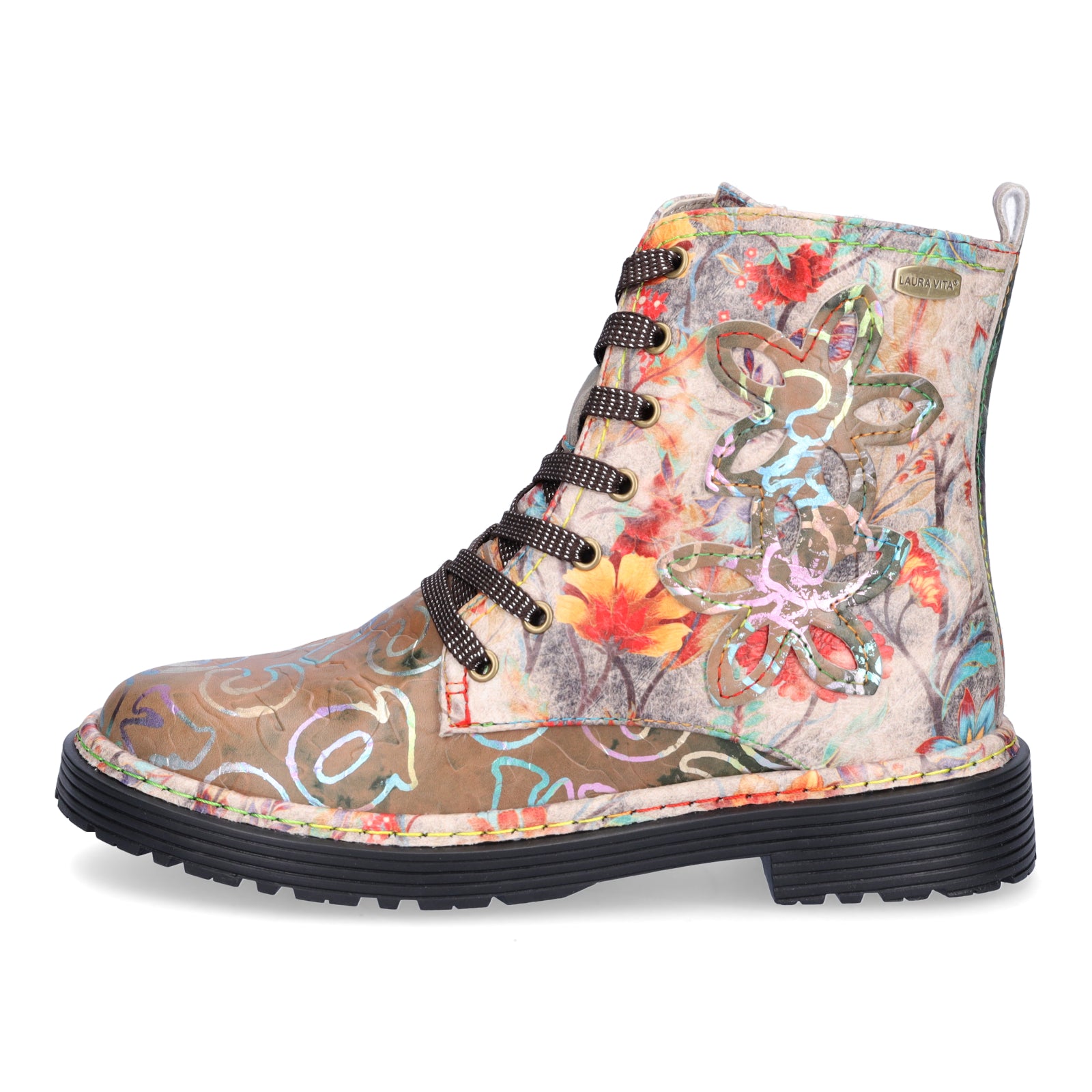 Laura Vita Damen Schnürboot beige multi