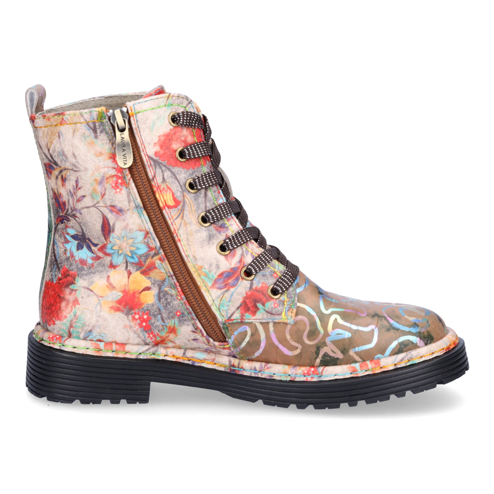 Laura Vita Damen Schnürboot beige multi