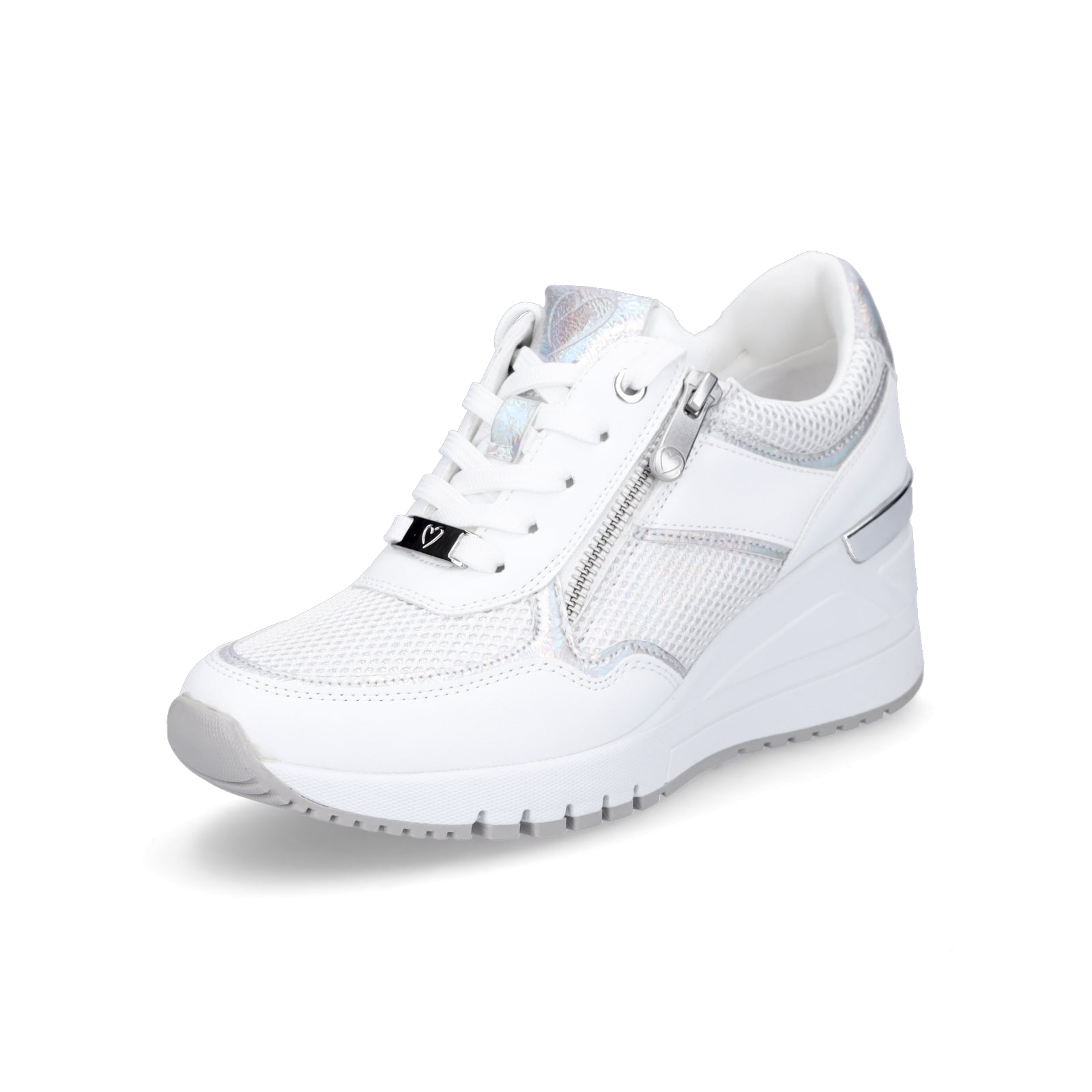 Marco Tozzi Damen Keil Sneaker weiß silber