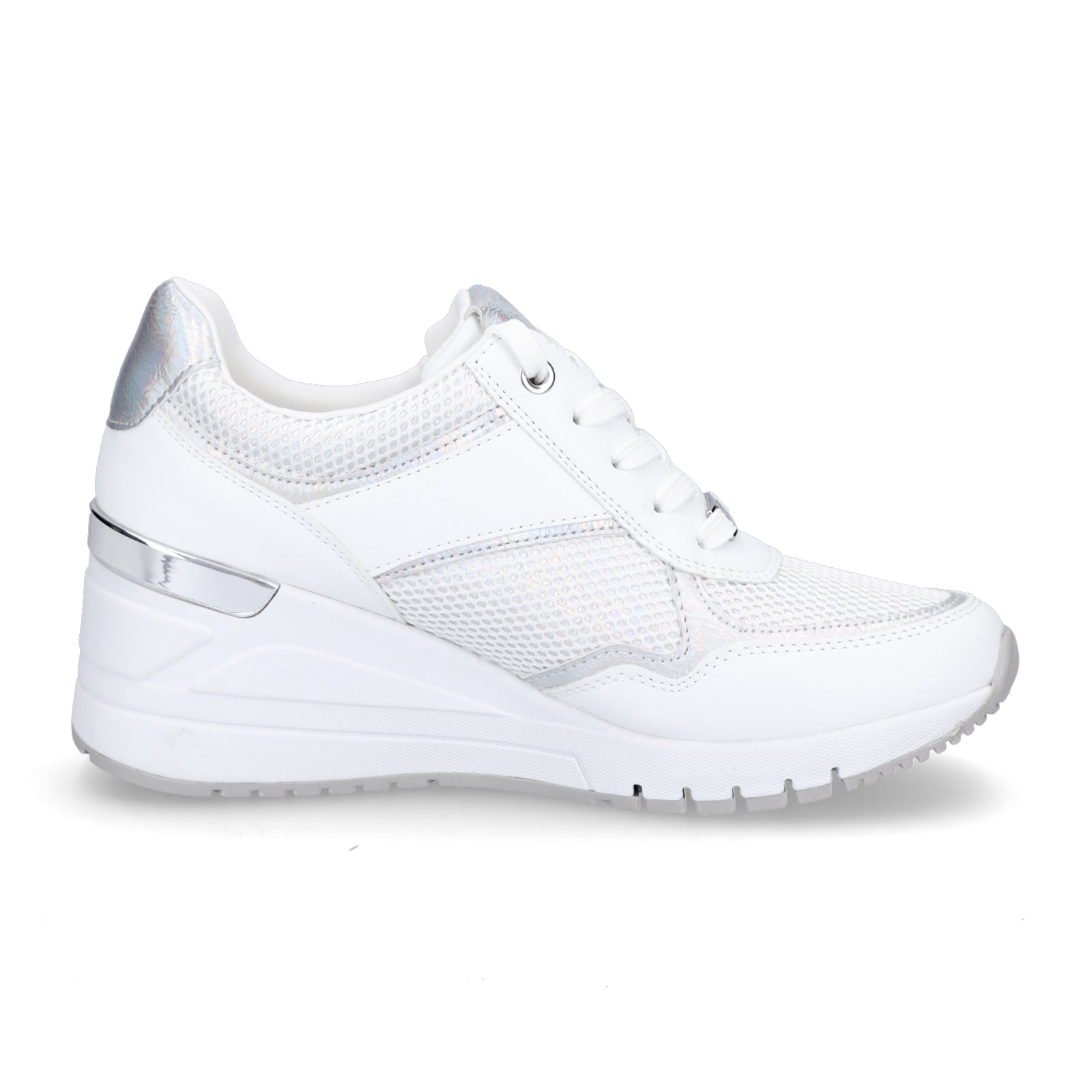 Marco Tozzi women's wedge sneakers white silver