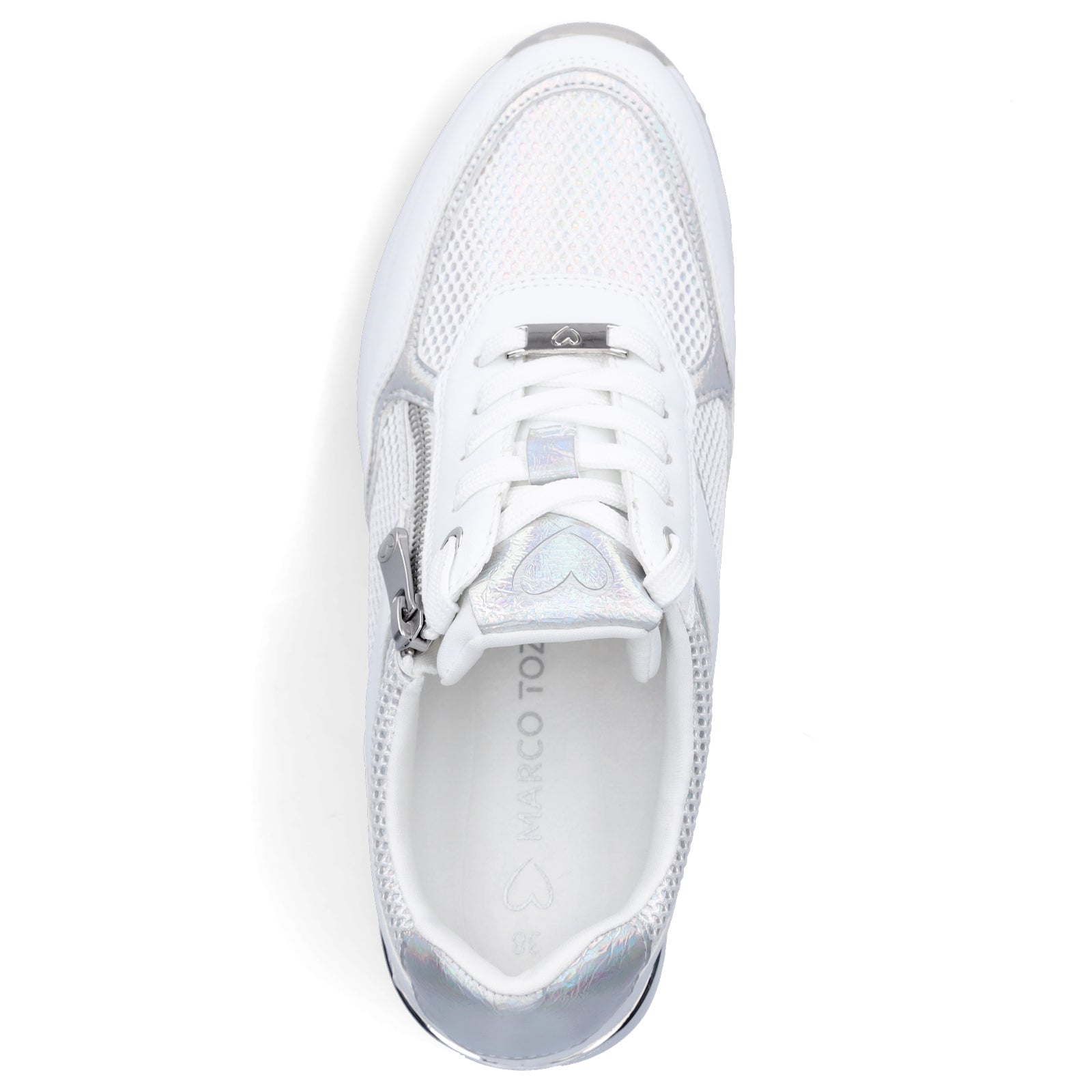Marco Tozzi women's wedge sneakers white silver