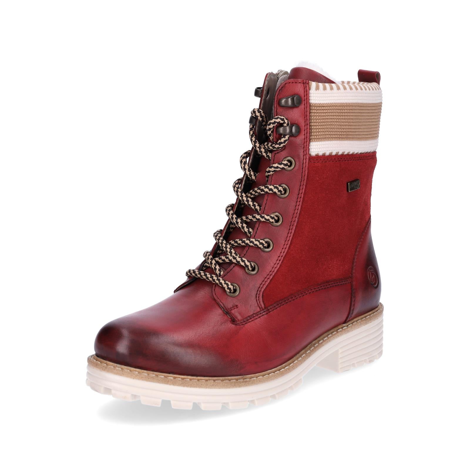 Remonte women's lace-up boot red