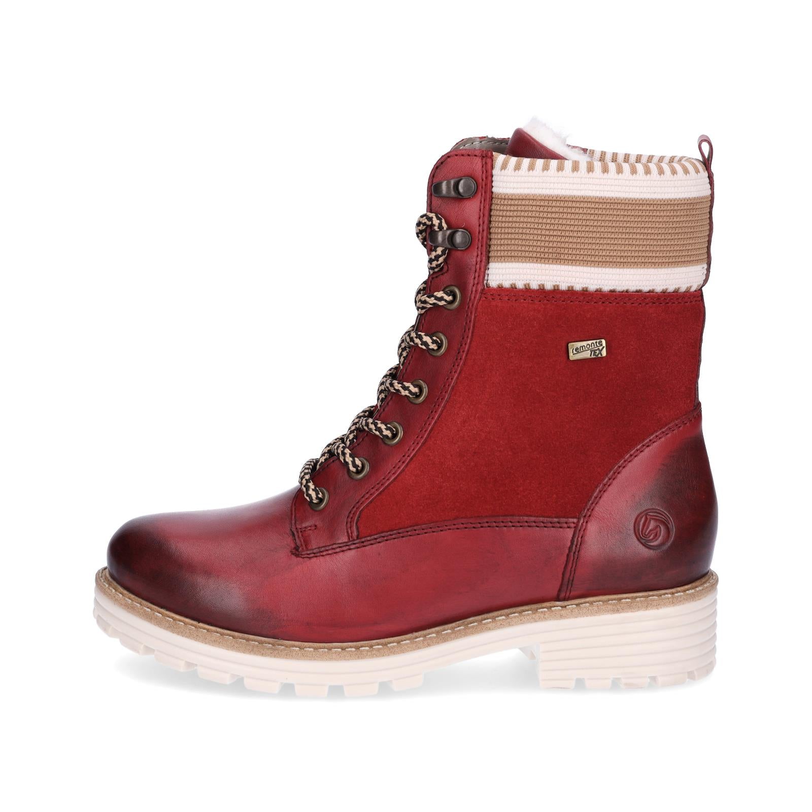 Remonte women's lace-up boot red