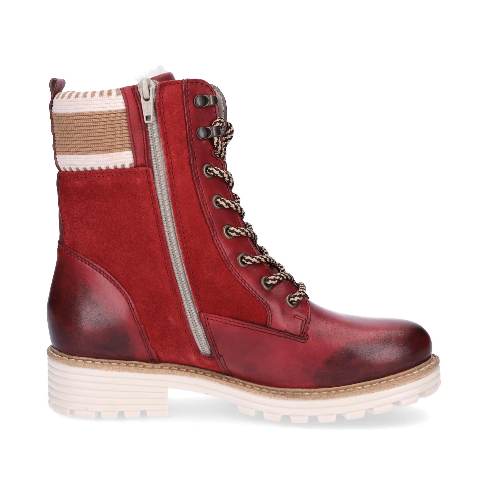 Remonte women's lace-up boot red