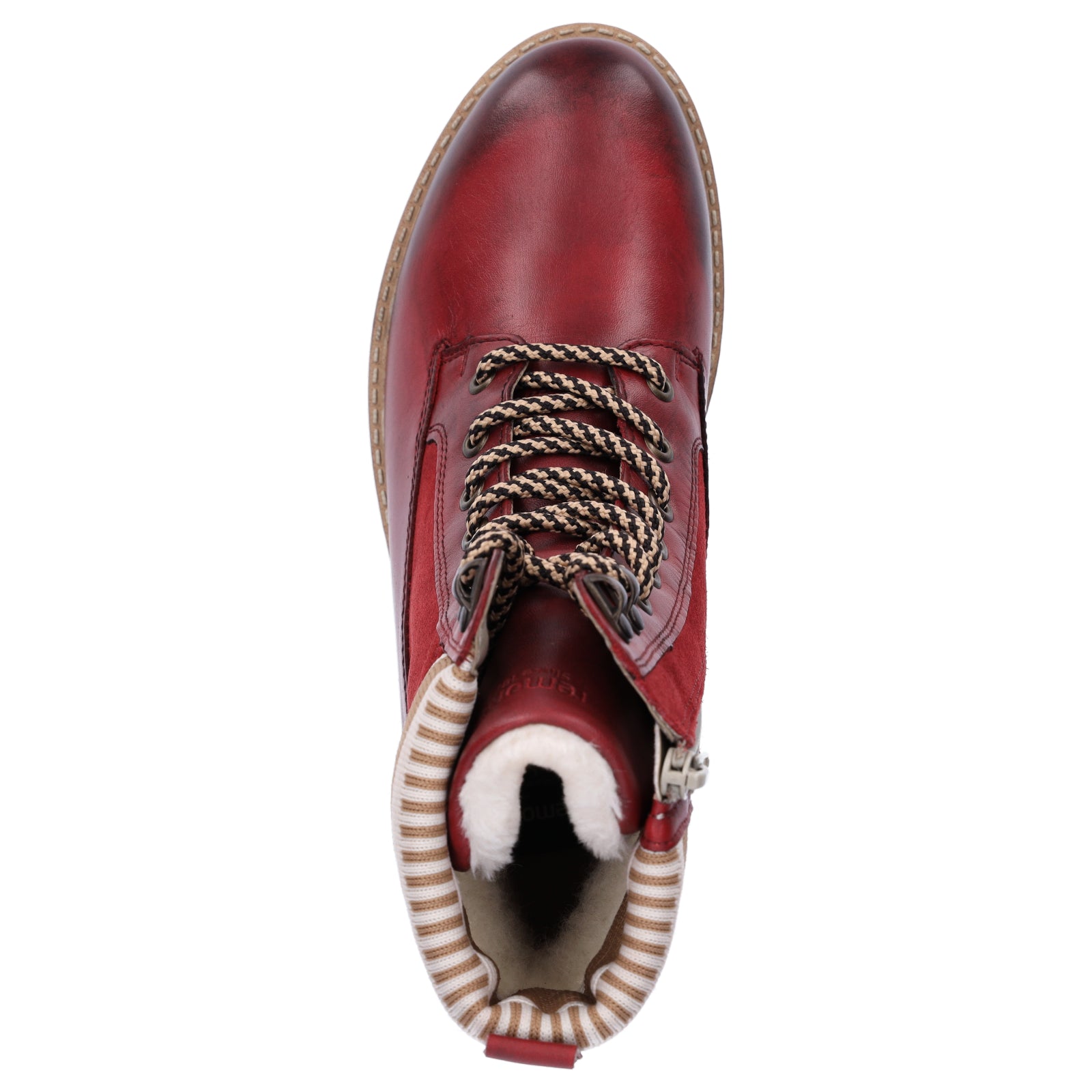 Remonte women's lace-up boot red