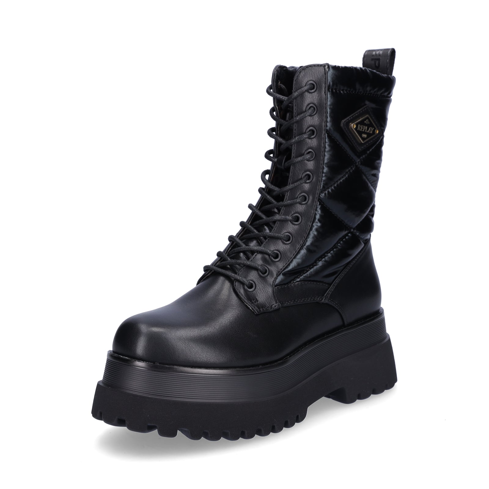 Replay Damen Schnürboot Any Quilt schwarz