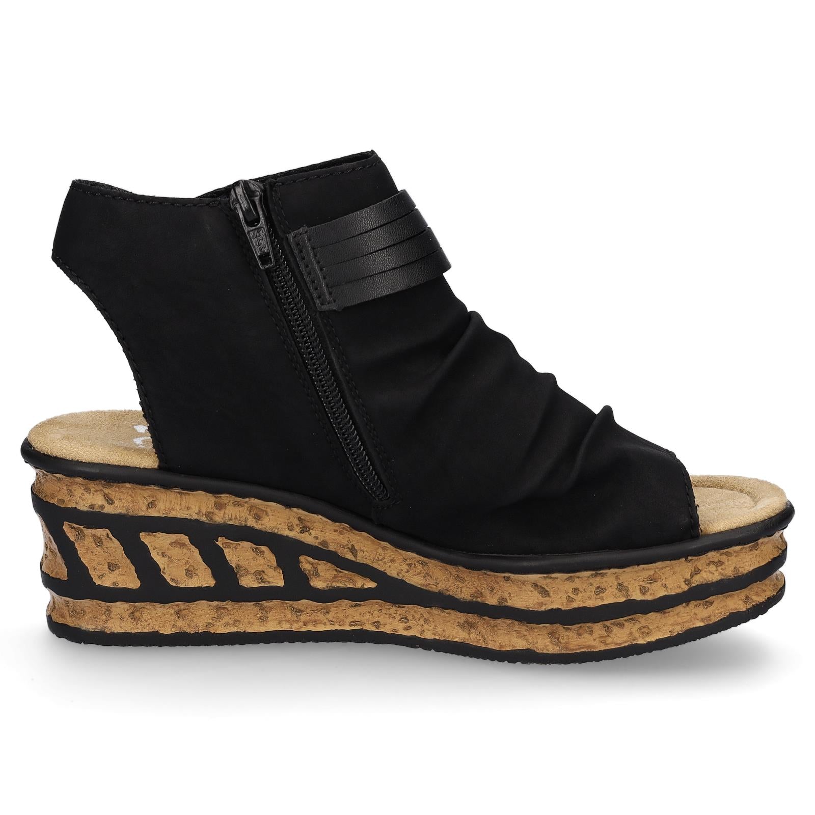 Rieker women's wedge sandals black