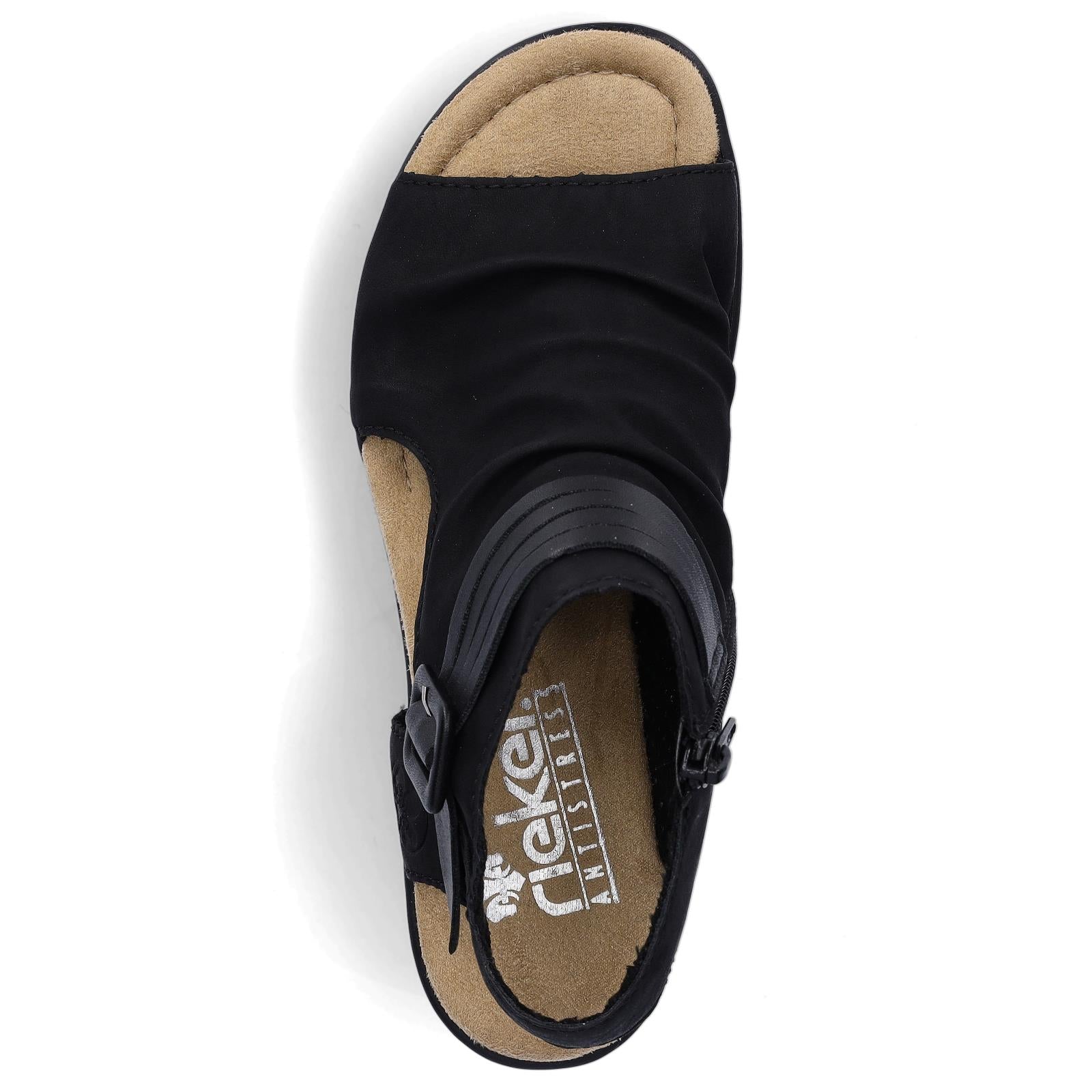 Rieker women's wedge sandals black