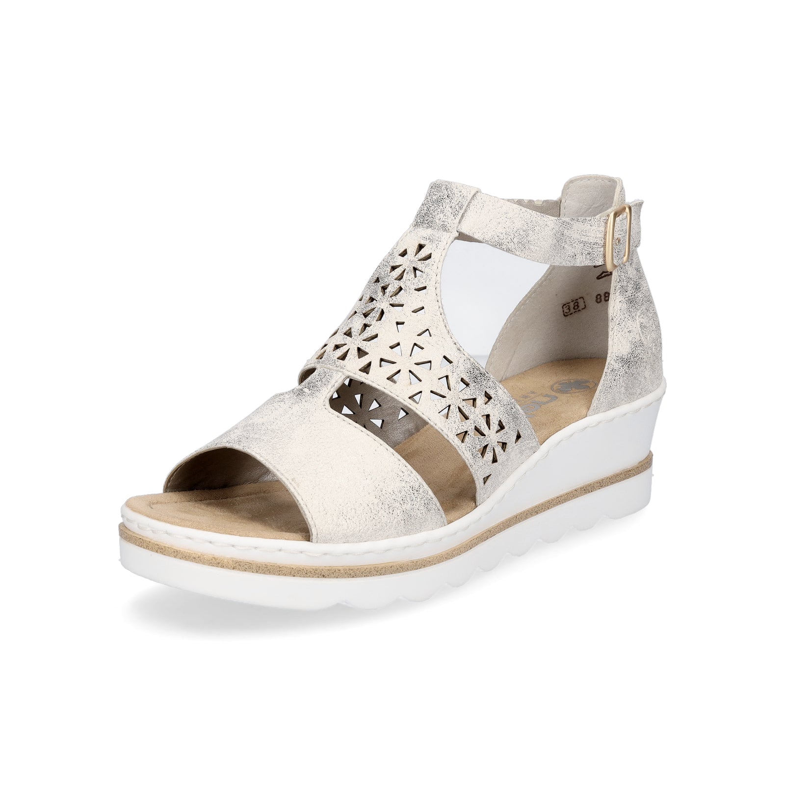 Rieker Damen Keilsandalette beige gold