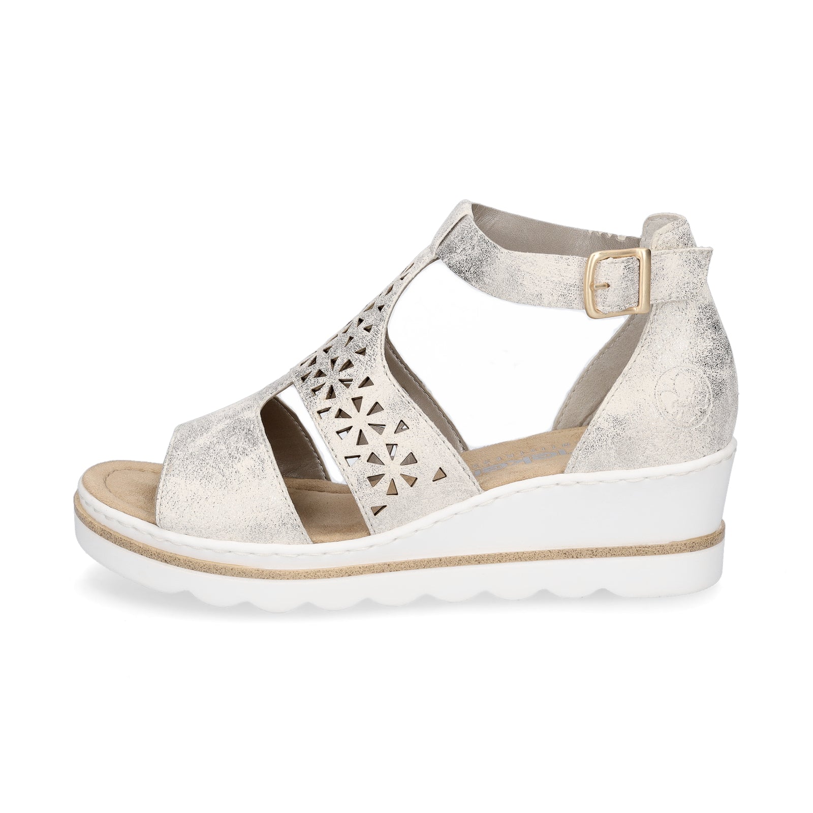 Rieker Damen Keilsandalette beige gold