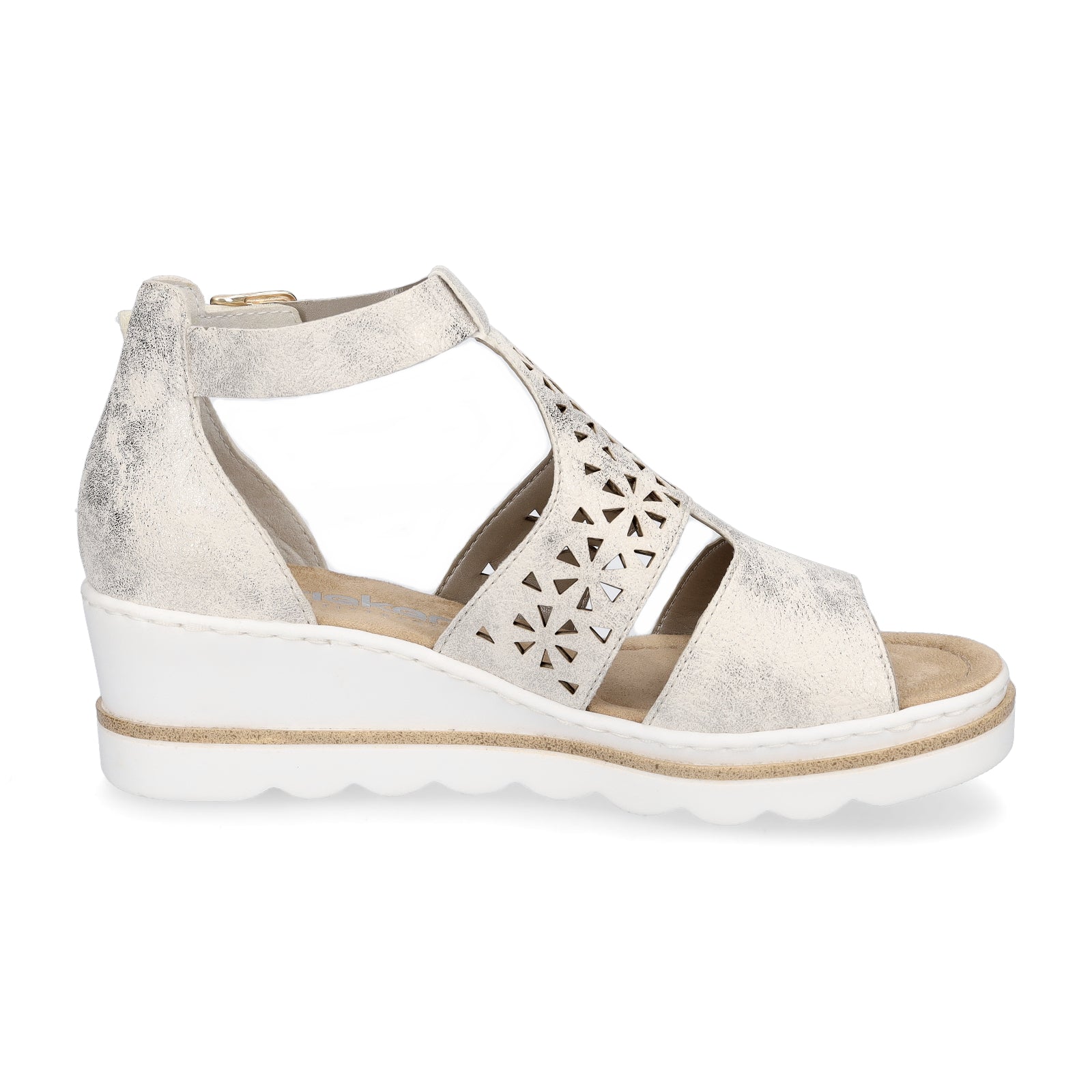 Rieker Damen Keilsandalette beige gold