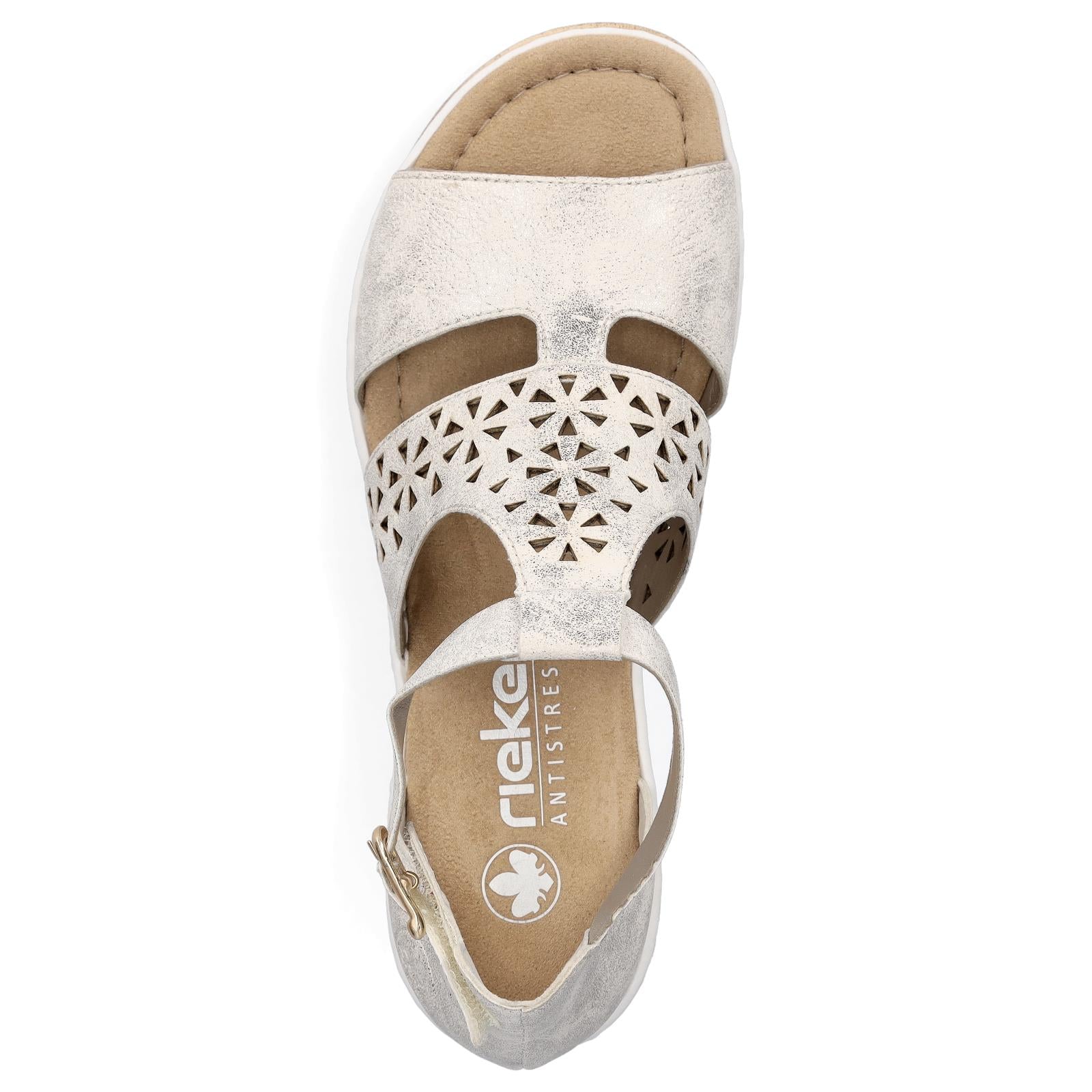 Rieker Damen Keilsandalette beige gold