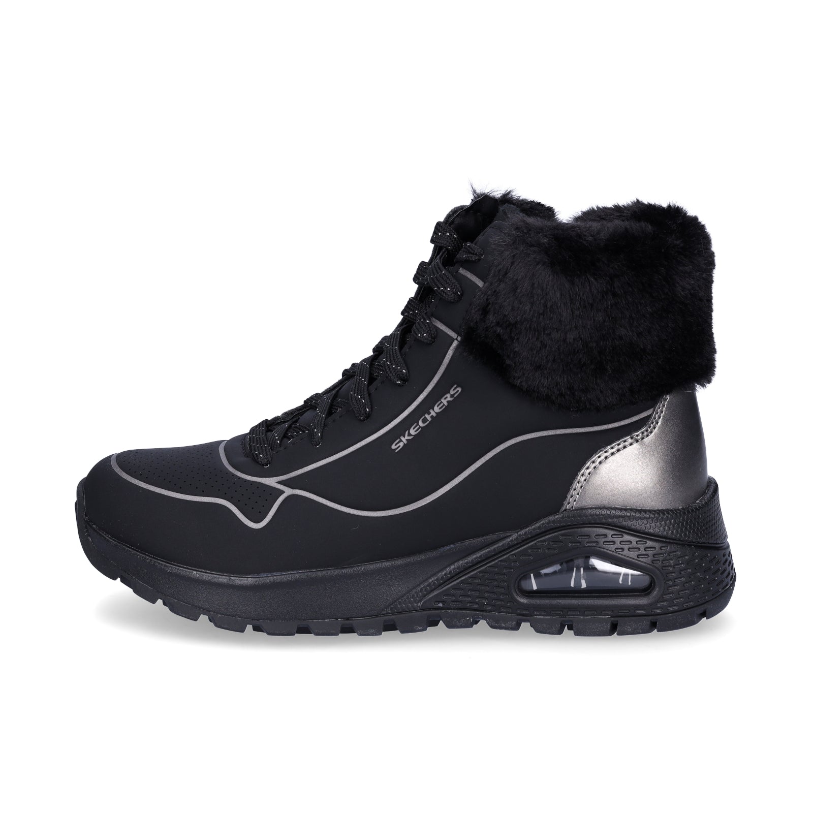 Skechers Damen Schnürboot UNO Rugged Fall Shimmer schwarz
