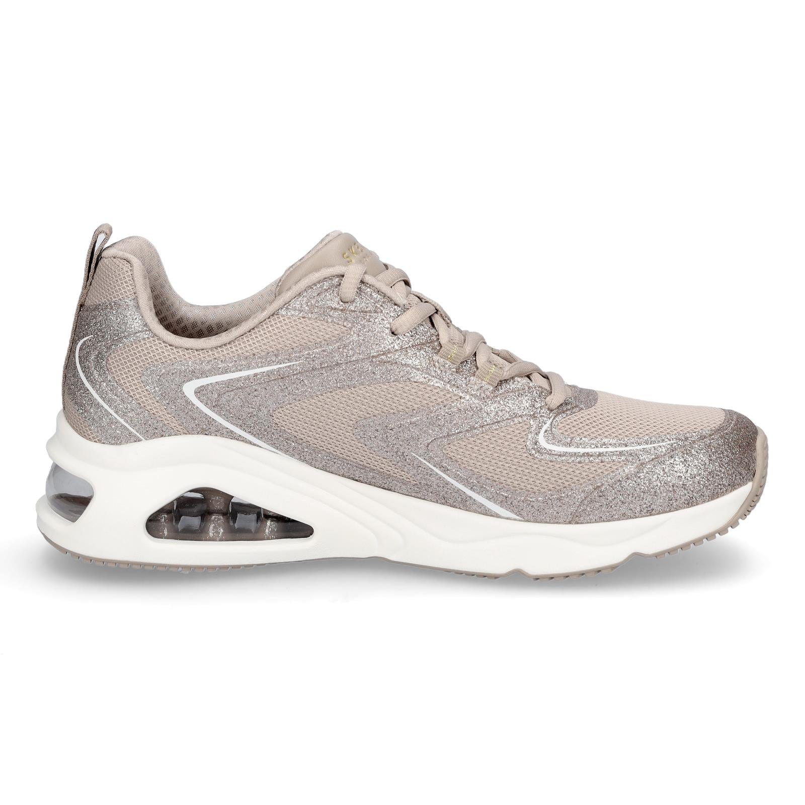 Skechers Damen Sneaker Tres-Air UNO Glit-Airy taupe