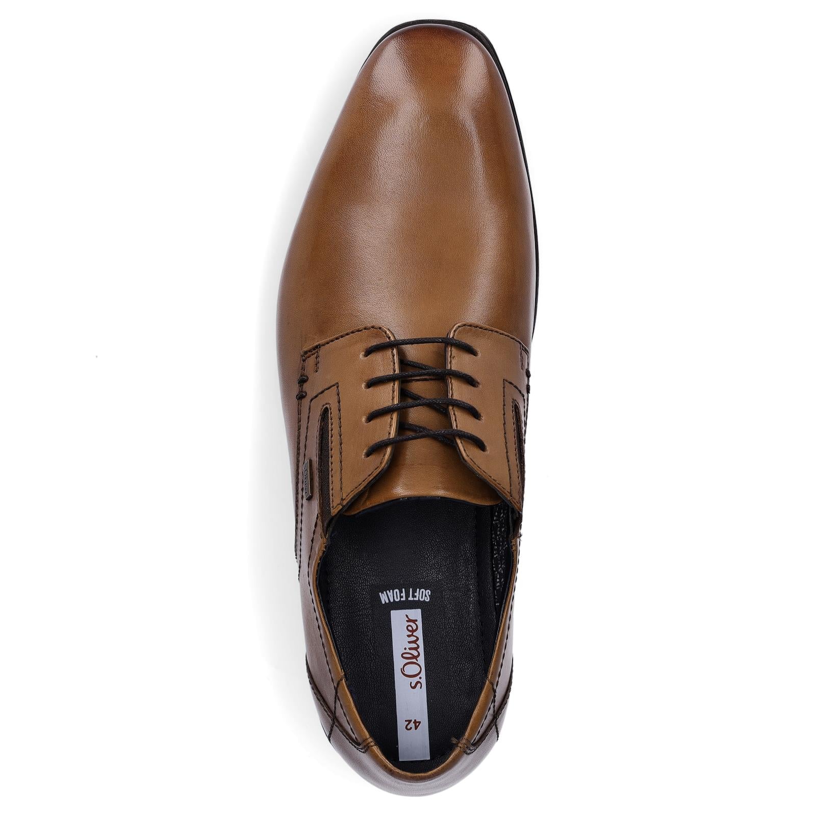 s.Oliver men's leather lace-up shoe cognac brown