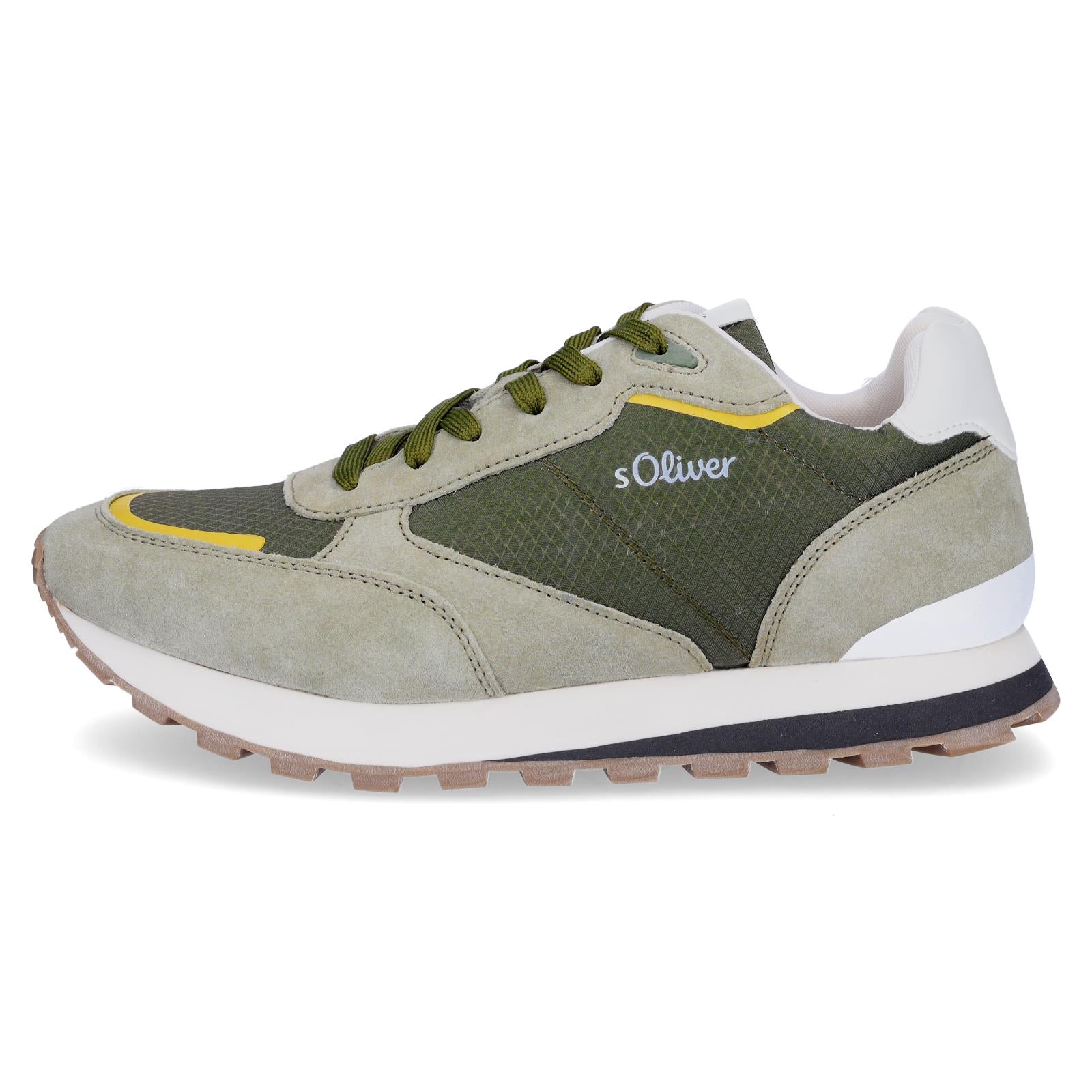 s.Oliver men's leather sneakers khaki green