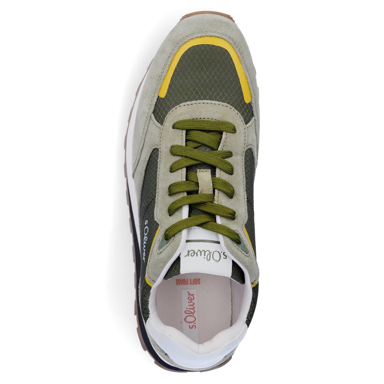 s.Oliver men's leather sneakers khaki green