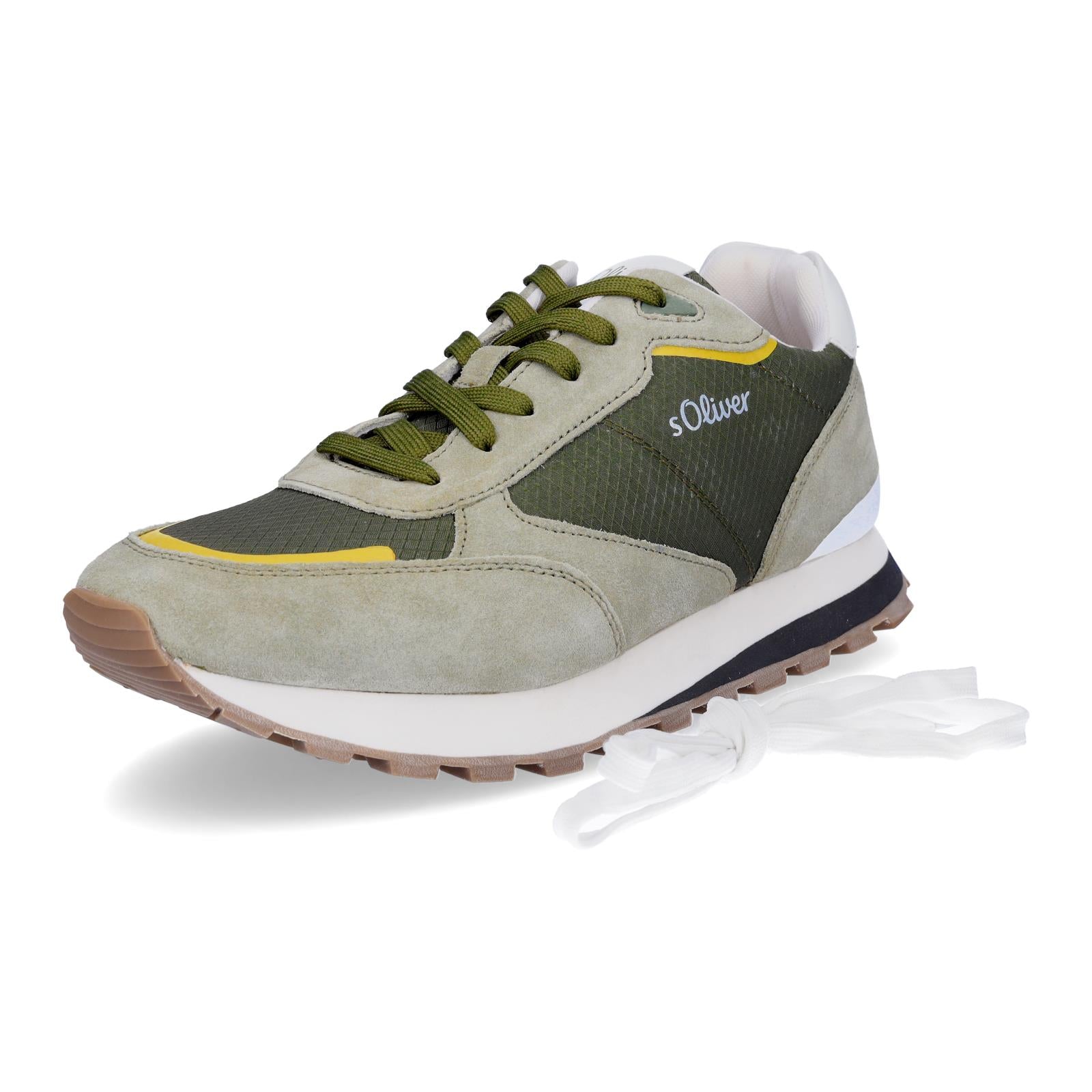 s.Oliver men's leather sneakers khaki green
