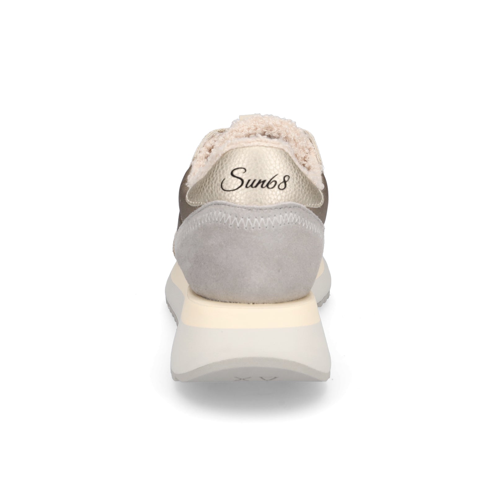 Sun68 women's sneakers Big Ally Teddy Fur beige gold