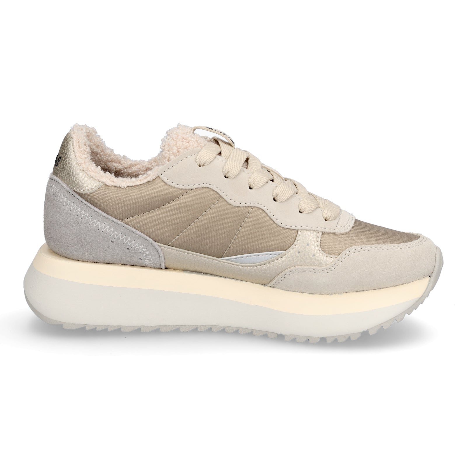 Sun68 Damen Sneaker Big Ally Teddy Fur beige gold