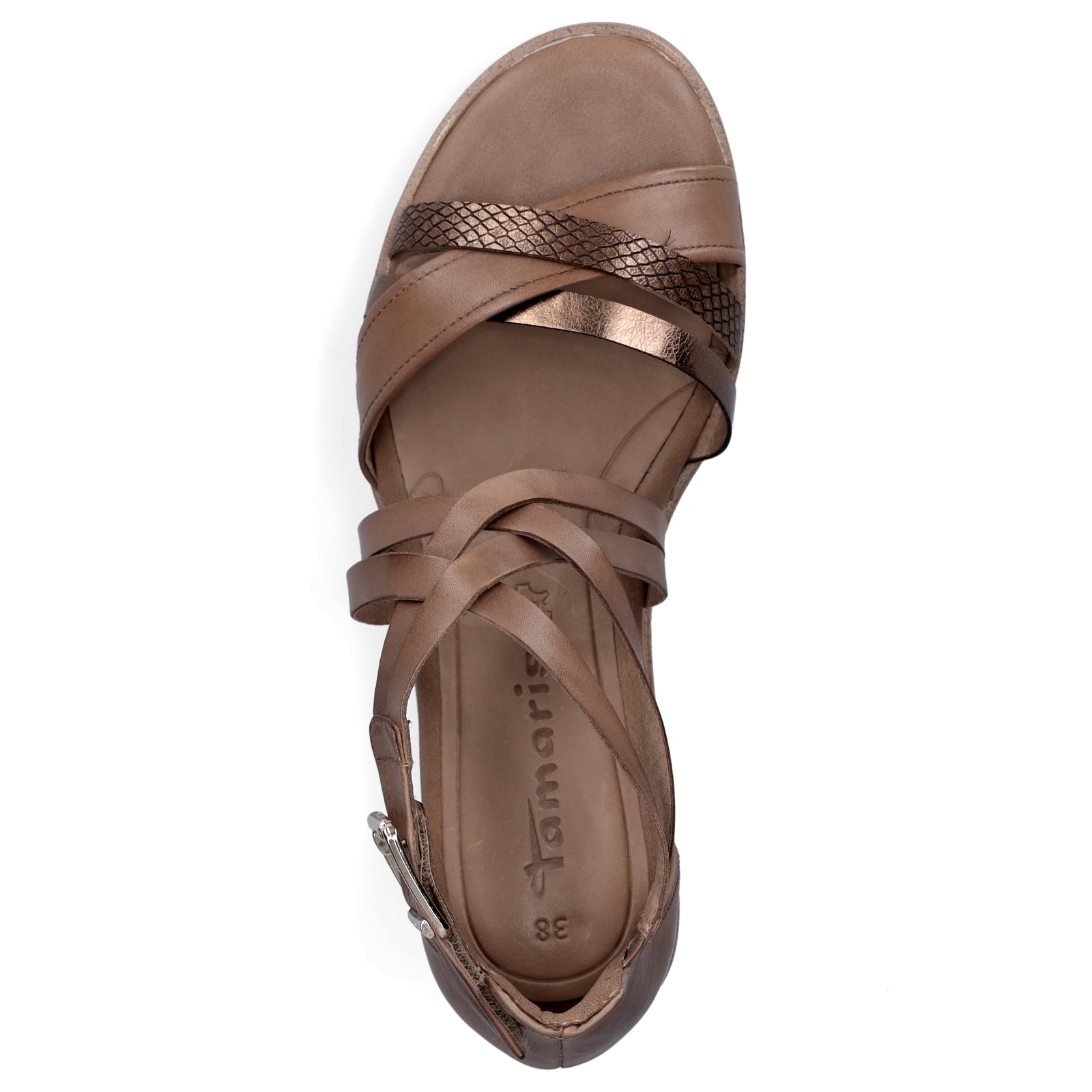 Tamaris Damen Keil Sandalette cognac