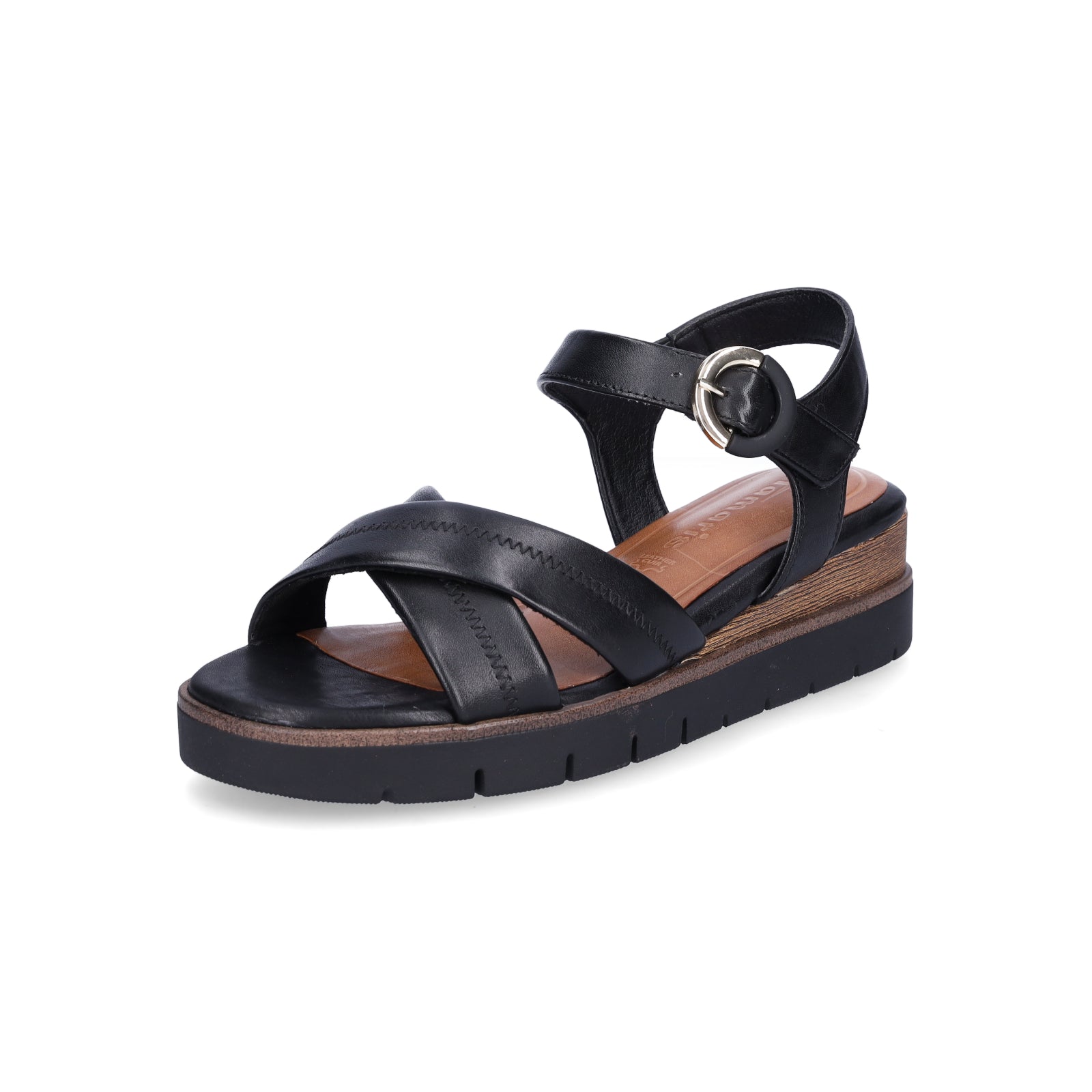 Tamaris women's wedge sandals black