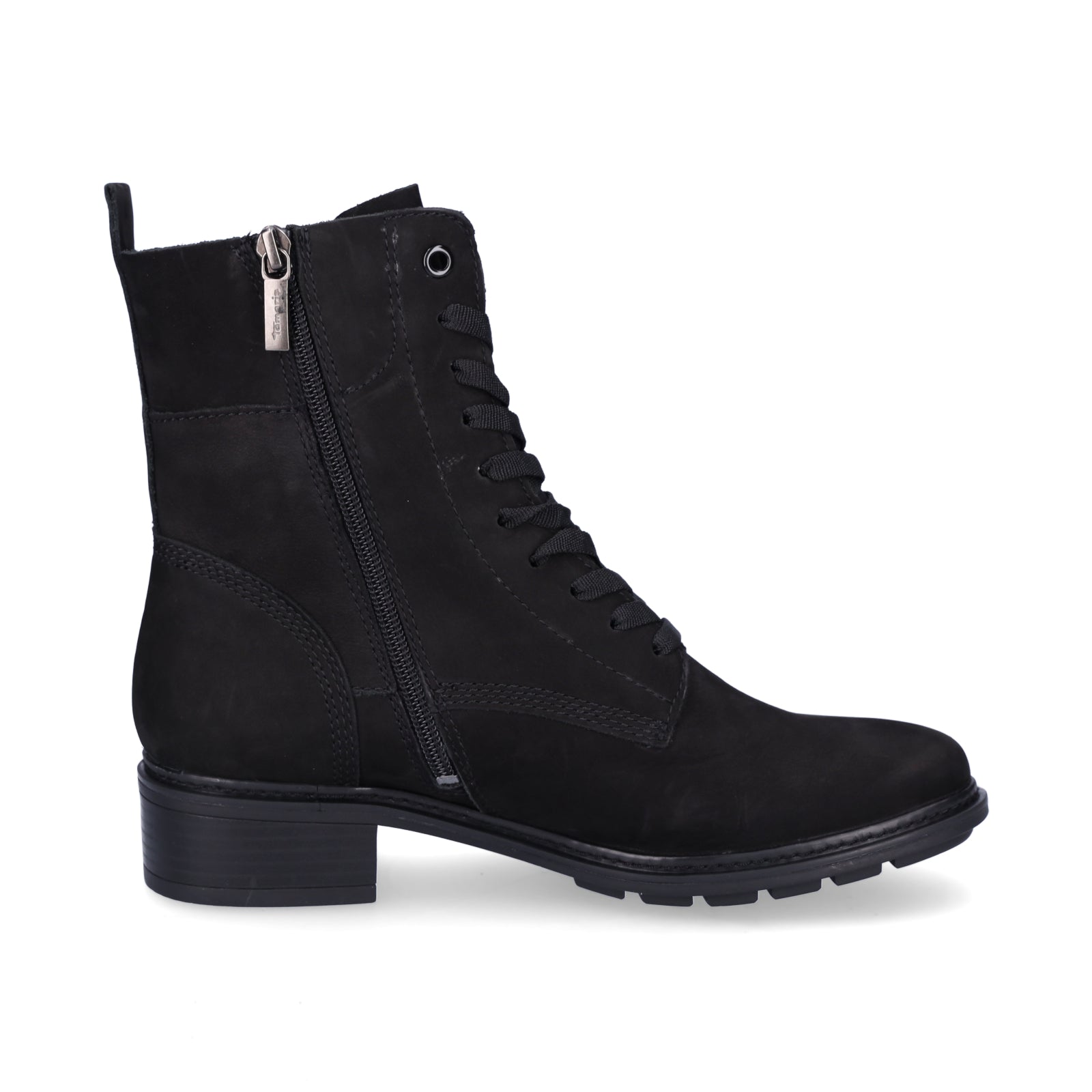 Tamaris Damen Leder Schnürstiefelette schwarz