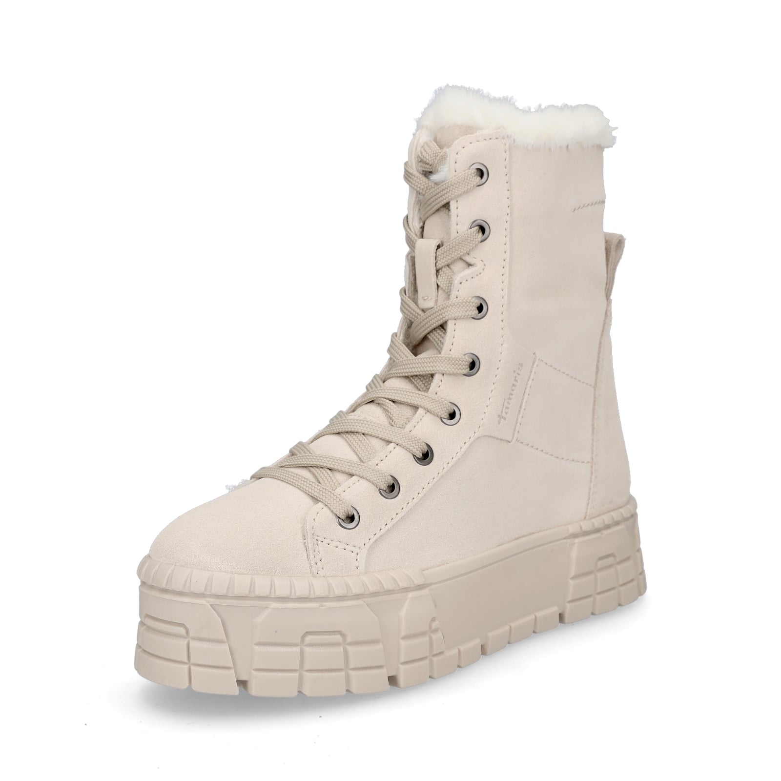 Tamaris Damen Leder Schnürboot beige