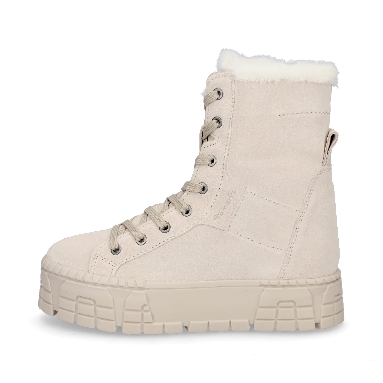 Tamaris Damen Leder Schnürboot beige