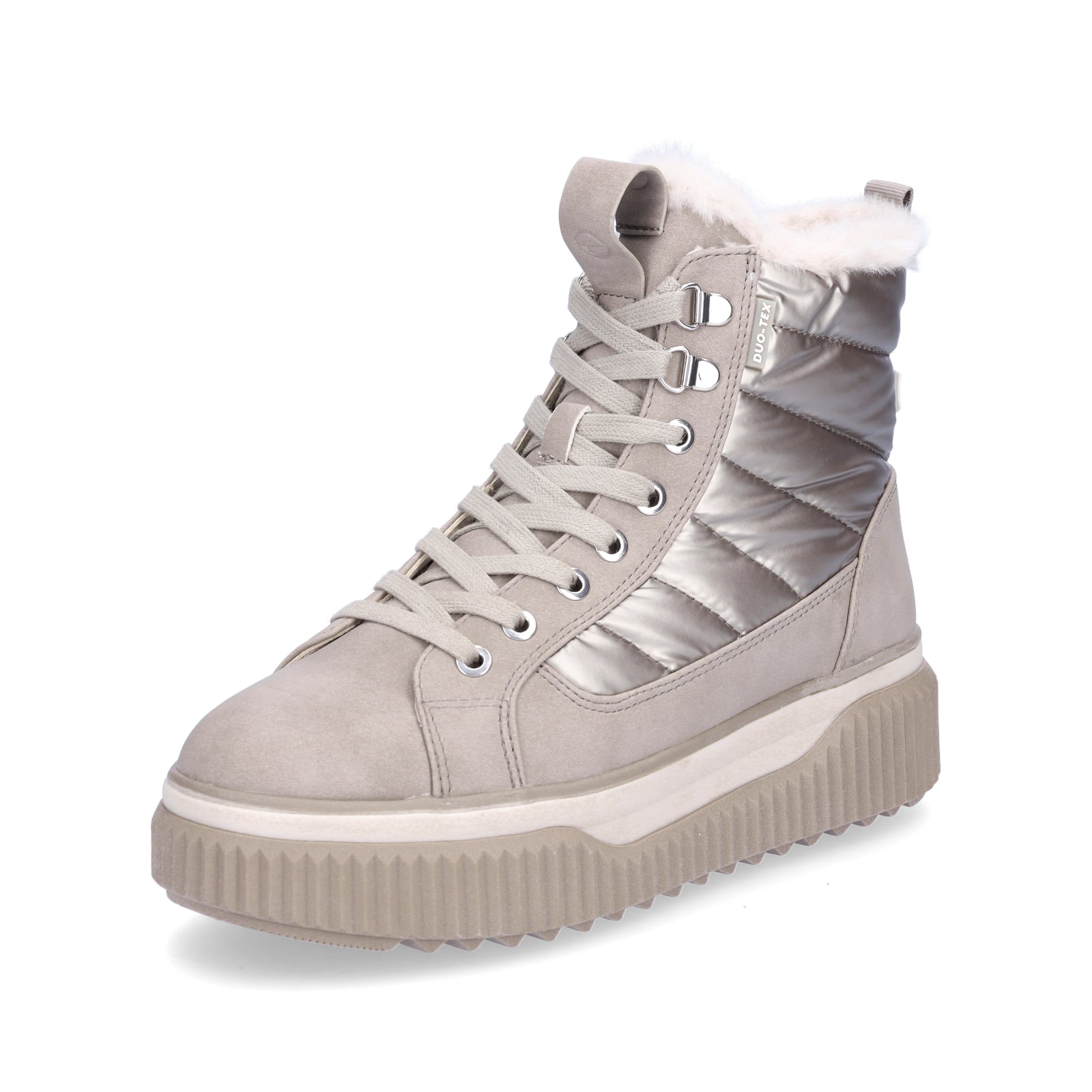 Tamaris Damen Schnürboot beige metallic