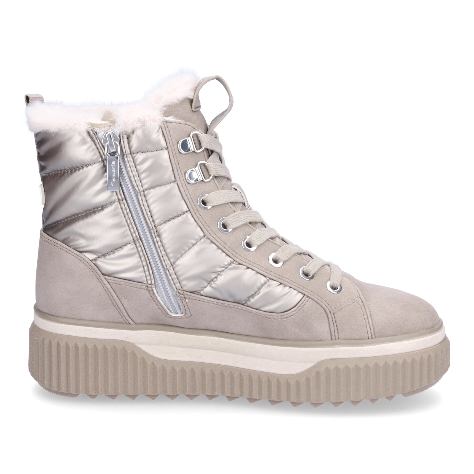Tamaris Damen Schnürboot beige metallic