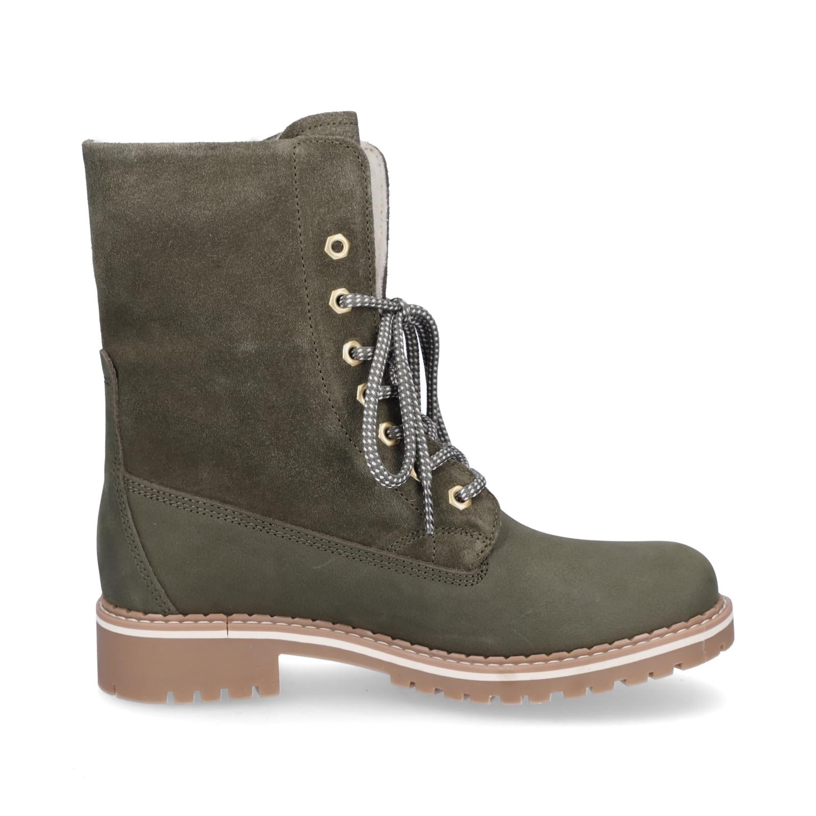 Tamaris Damen Leder Schnürboot olive