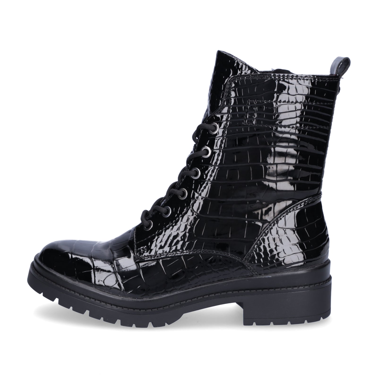 Tamaris Damen Schnürboot schwarz croco