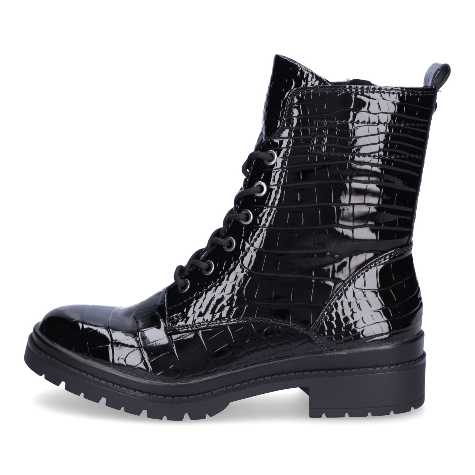 Tamaris Damen Schnürboot schwarz croco