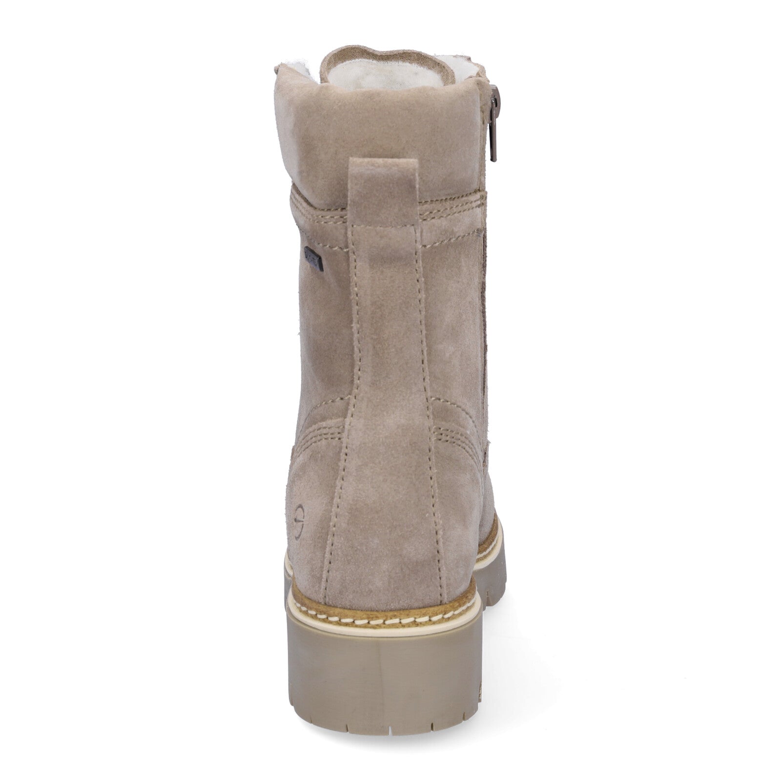 Tamaris women's leather lace-up boot taupe