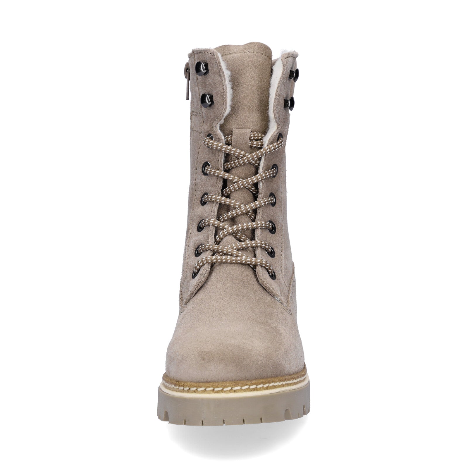 Tamaris women's leather lace-up boot taupe