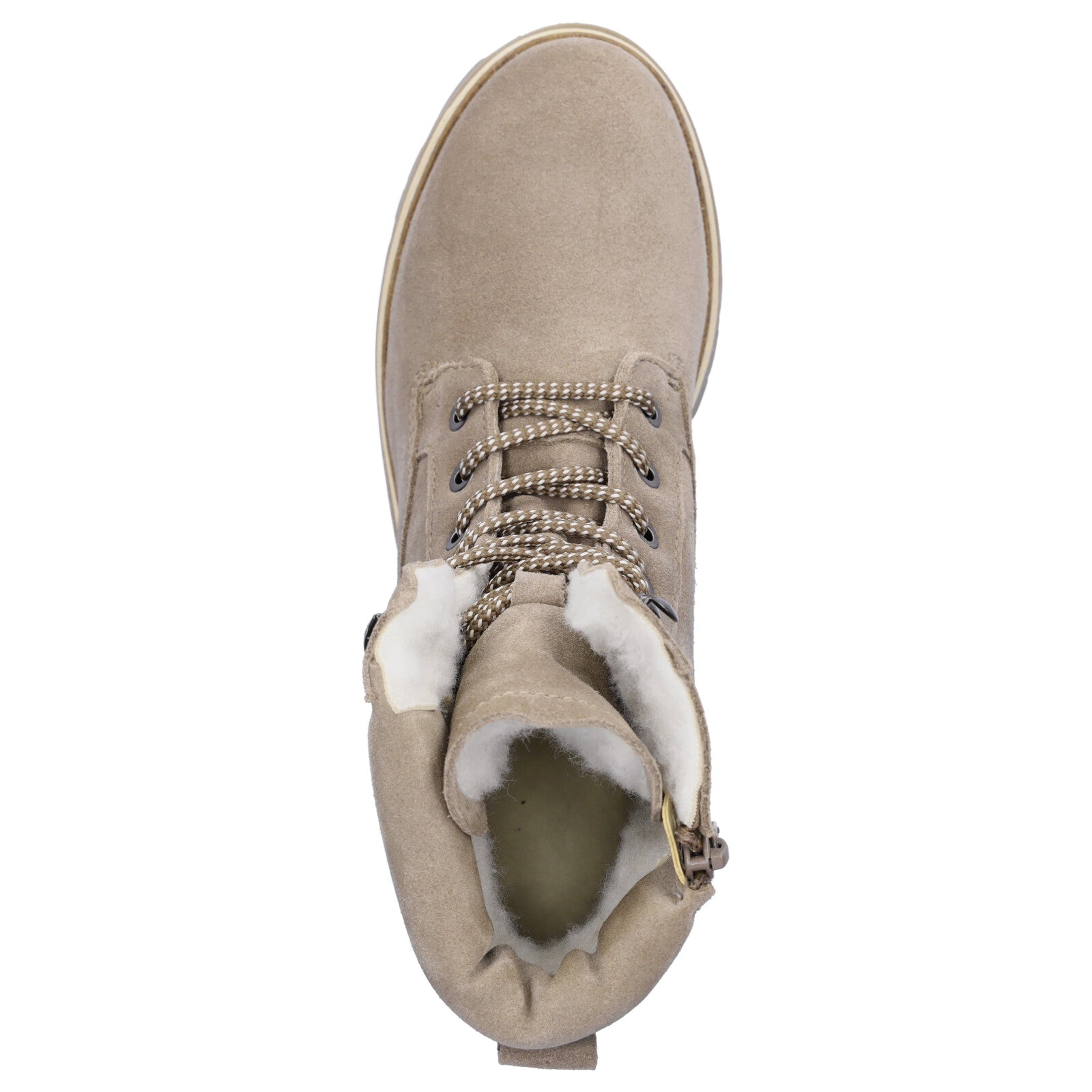 Tamaris women's leather lace-up boot taupe
