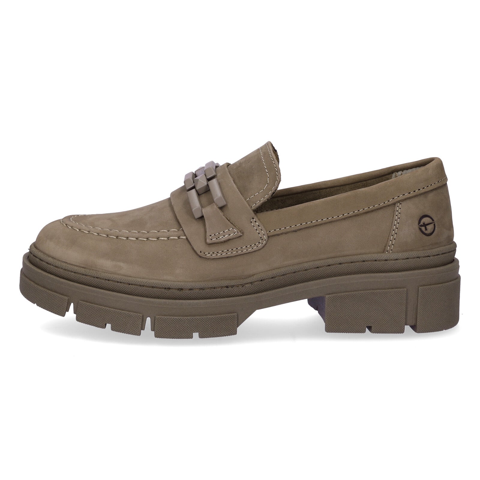 Tamaris women's leather slippers taupe